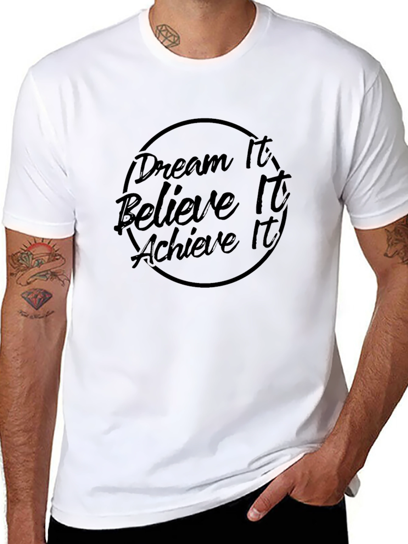Motivational Dream Believe Achieve Black T-Shirt