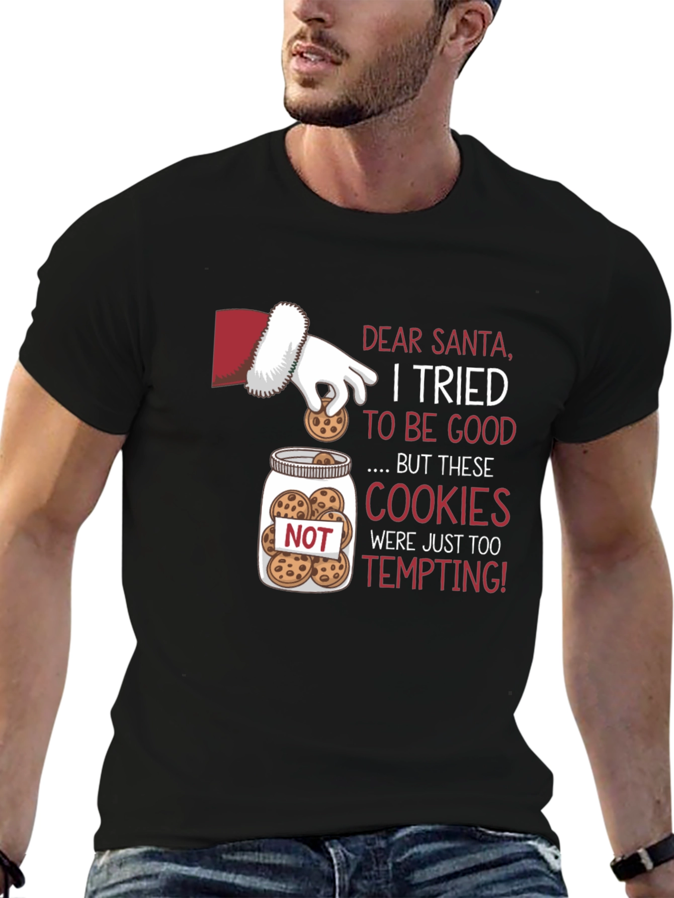 Santas Cookie Temptation Graphic T-Shirt