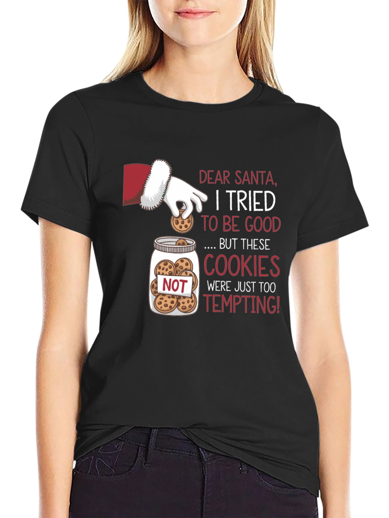 Santas Cookie Temptation Graphic T-Shirt