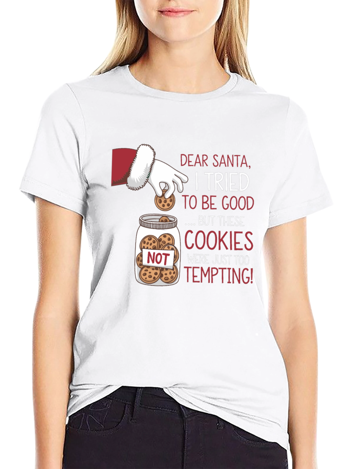 Santas Cookie Temptation Graphic T-Shirt