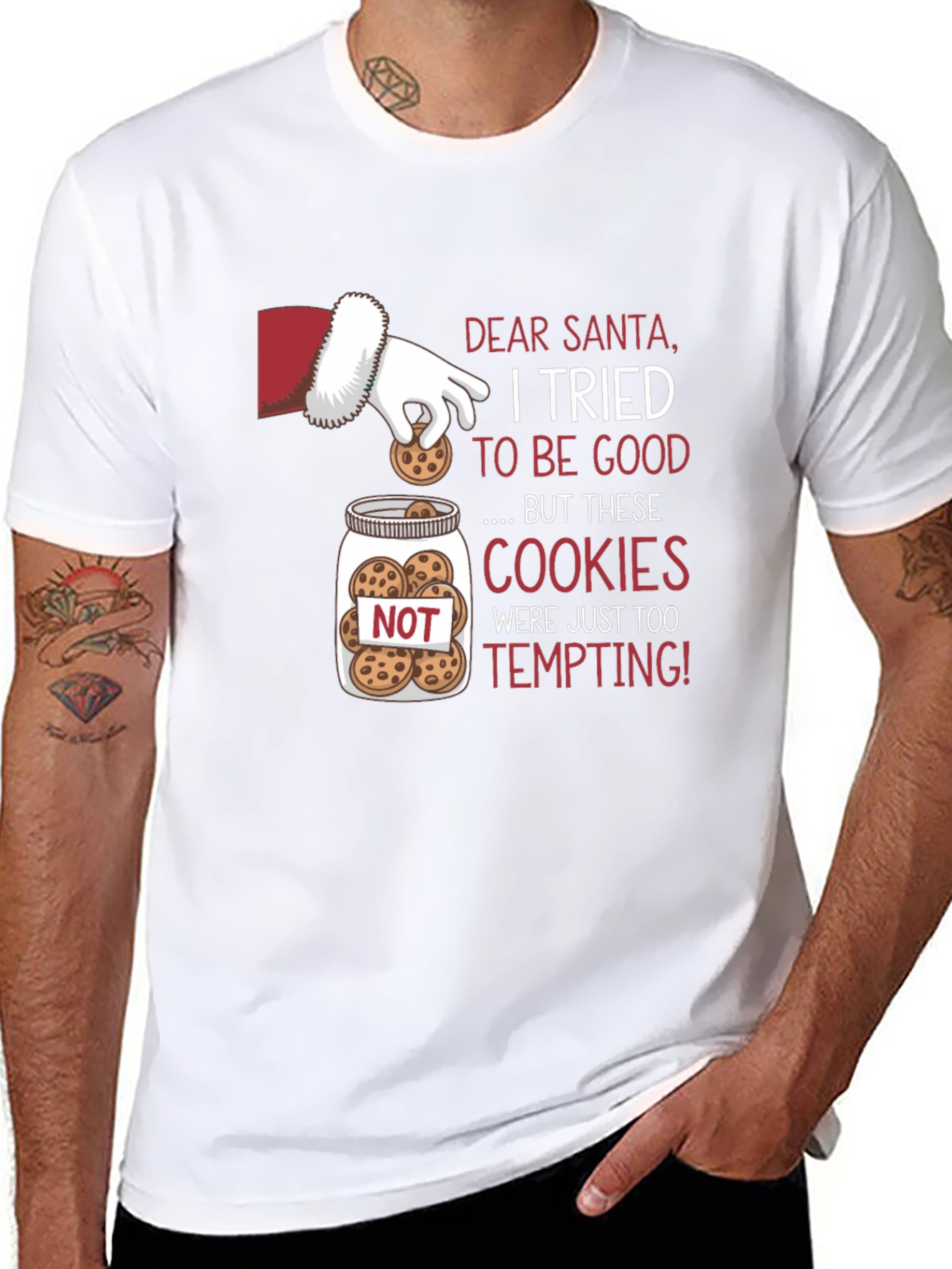 Santas Cookie Temptation Graphic T-Shirt