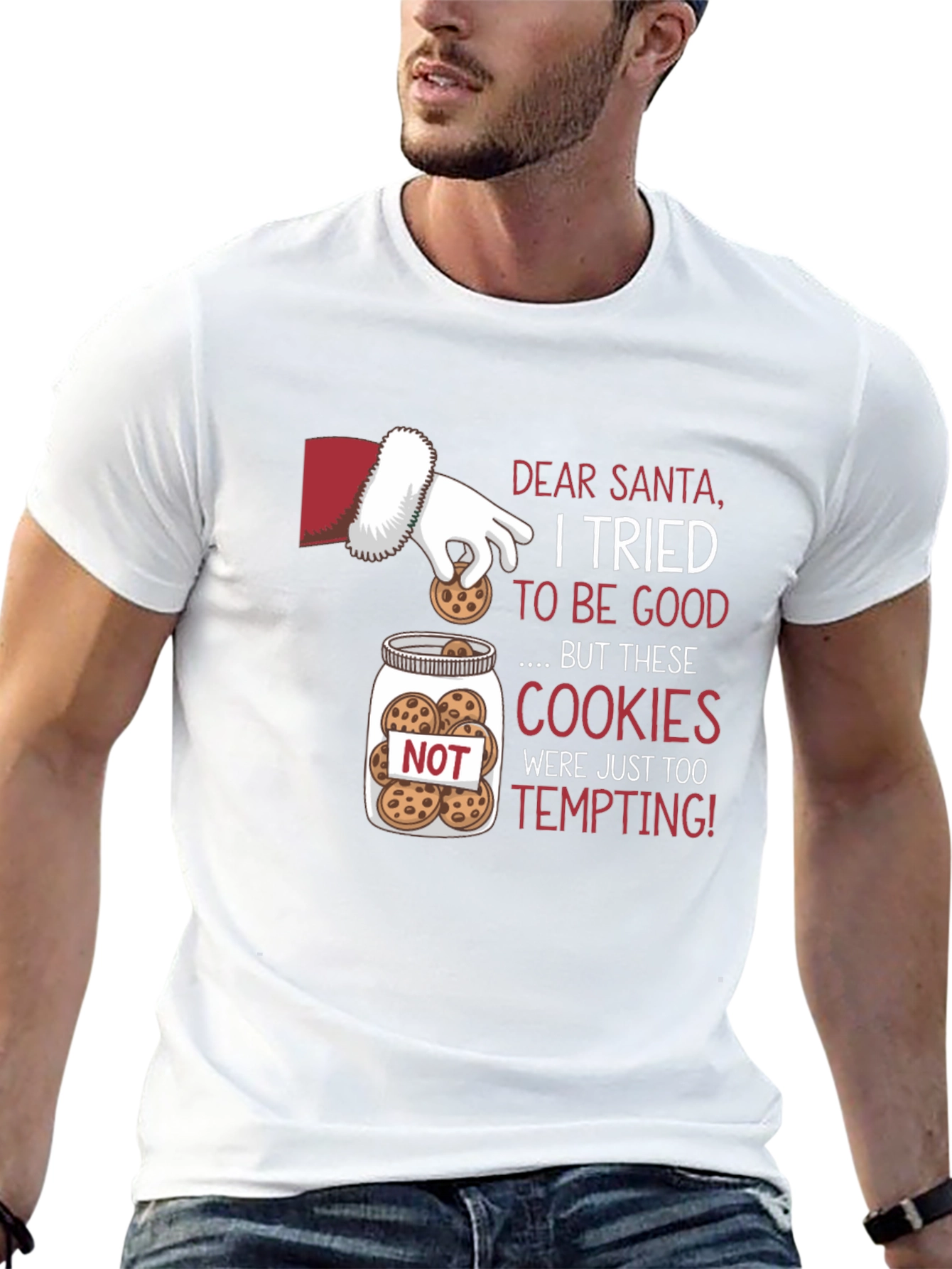 Santas Cookie Temptation Graphic T-Shirt