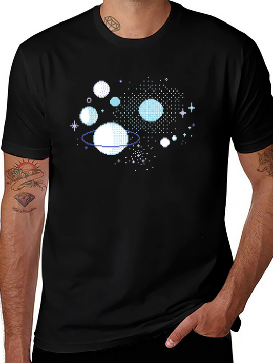 Pixelated Planet T-Shirt - Retro Space Design