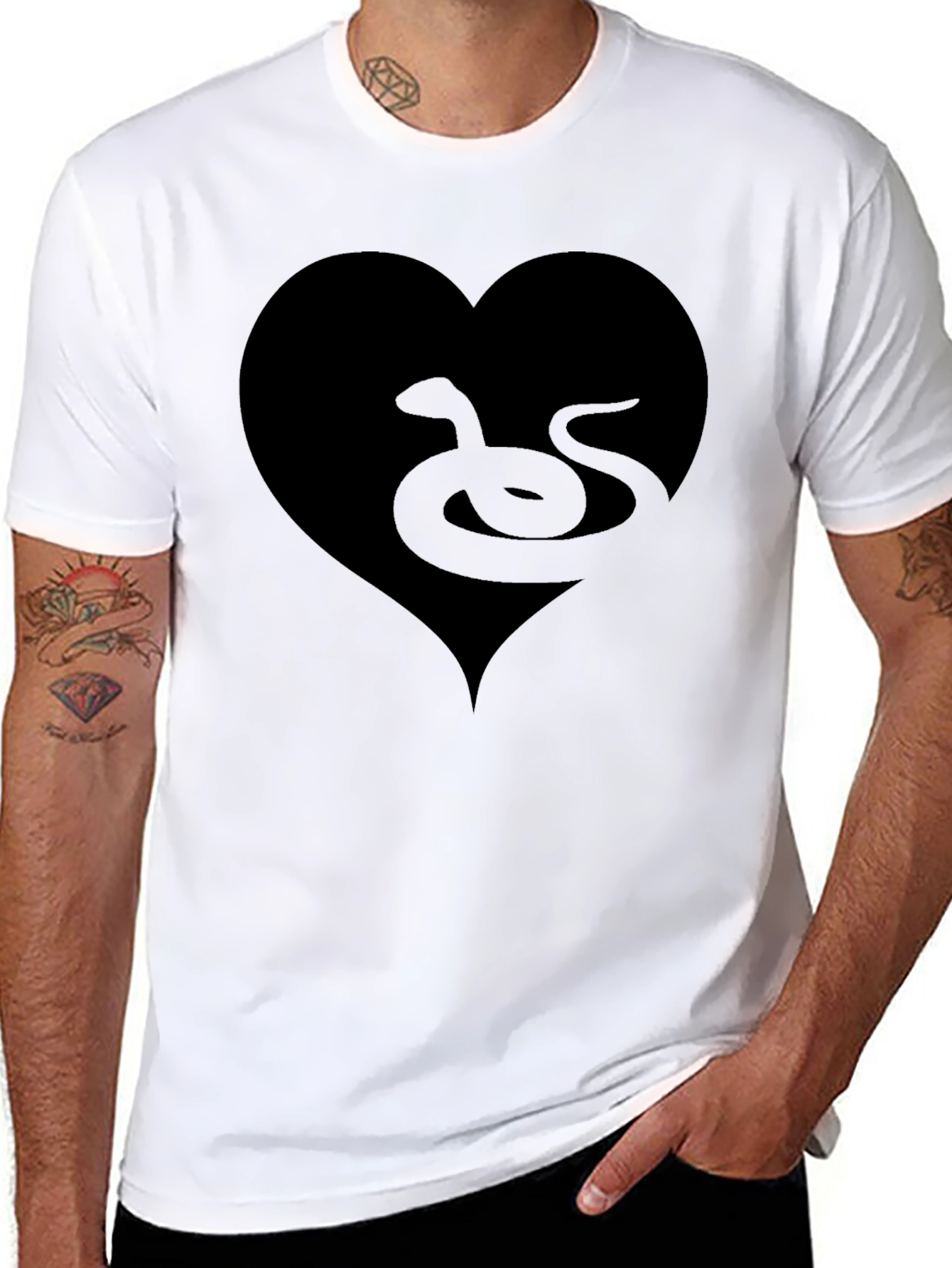 Heart Snake Graphic Tee - Black