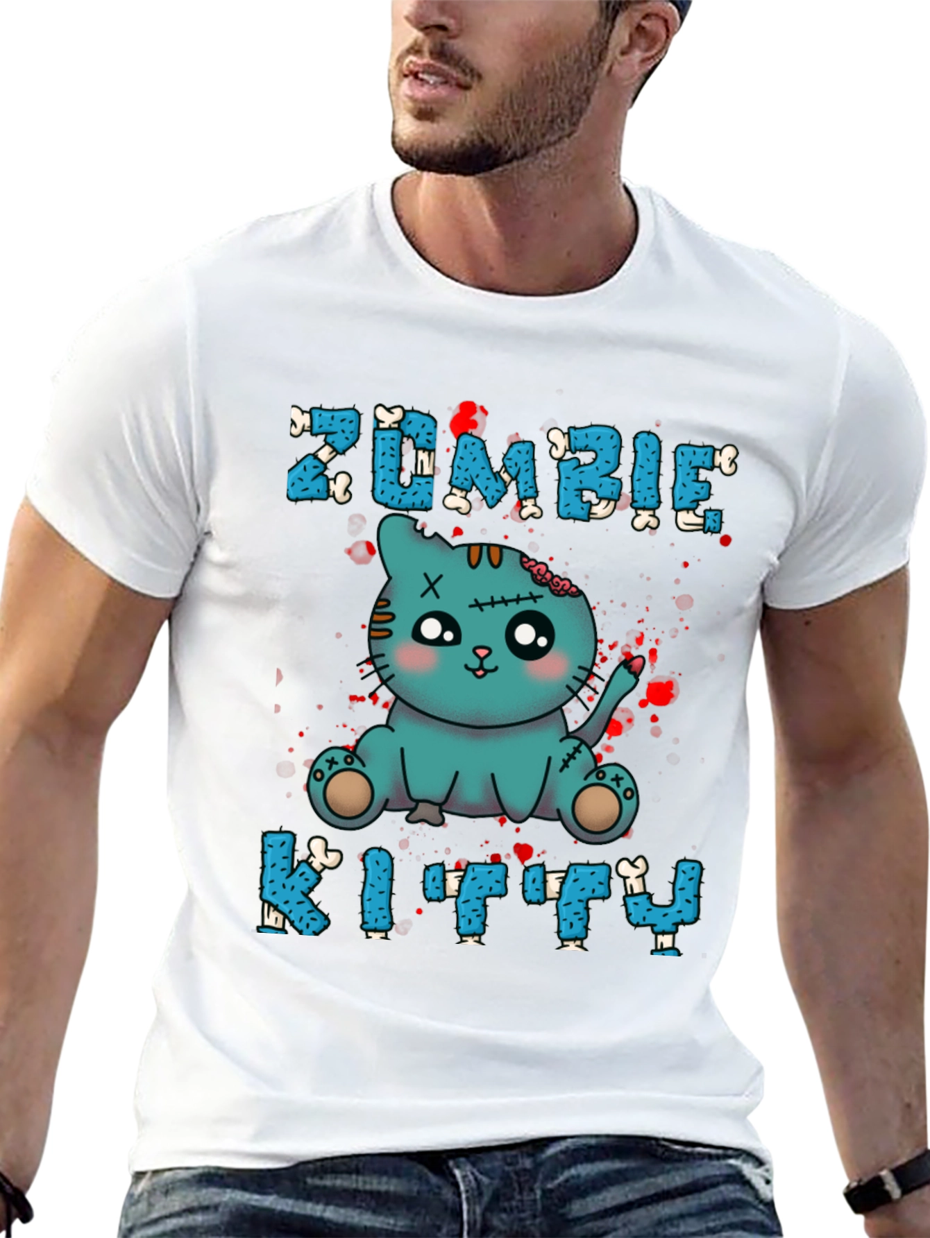 Zombie Kitty T-Shirt - Cute Halloween Tee