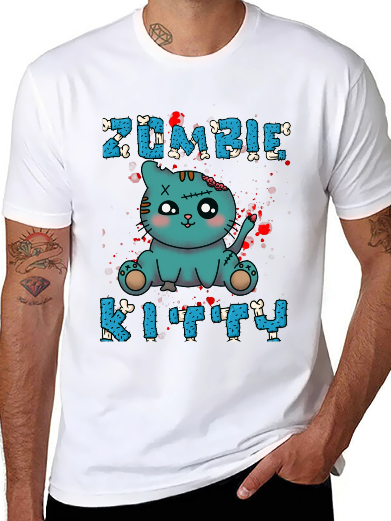 Zombie Kitty T-Shirt - Cute Halloween Tee