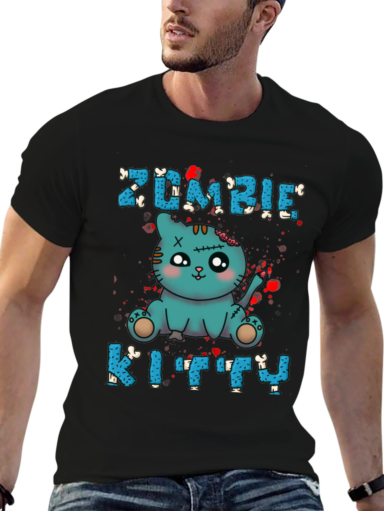 Zombie Kitty T-Shirt - Cute Halloween Tee