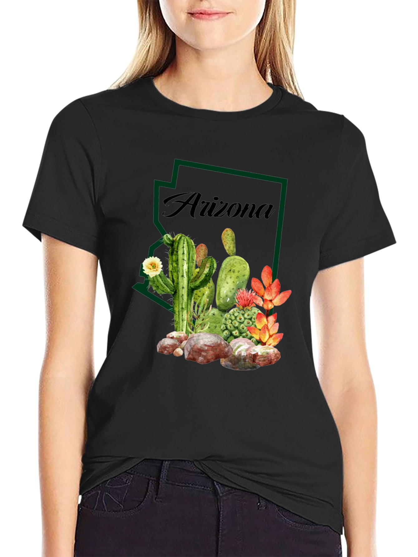 Arizona Cactus Graphic Tee - Desert State Pride T-Shirt