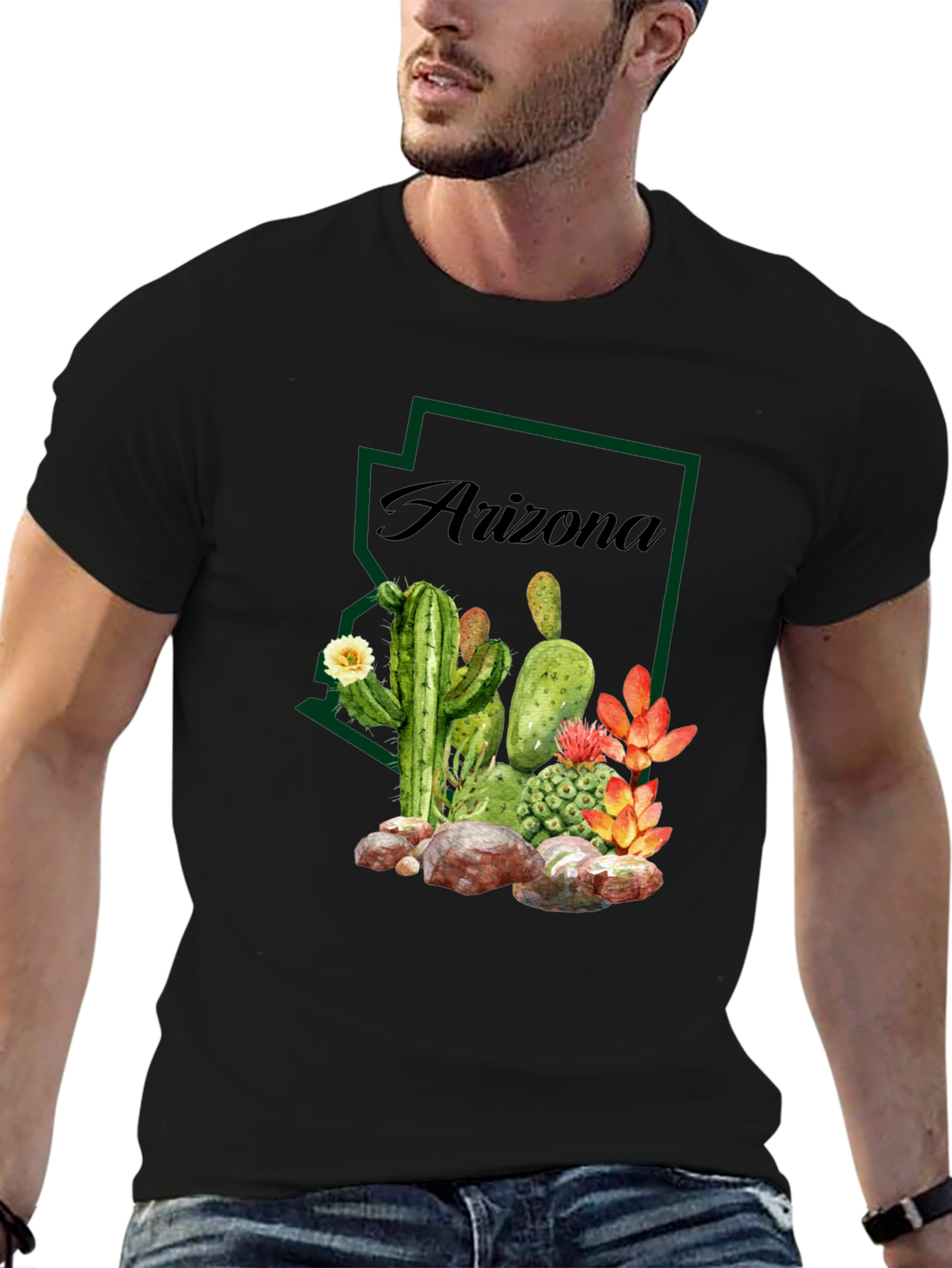 Arizona Cactus Graphic Tee - Desert State Pride T-Shirt