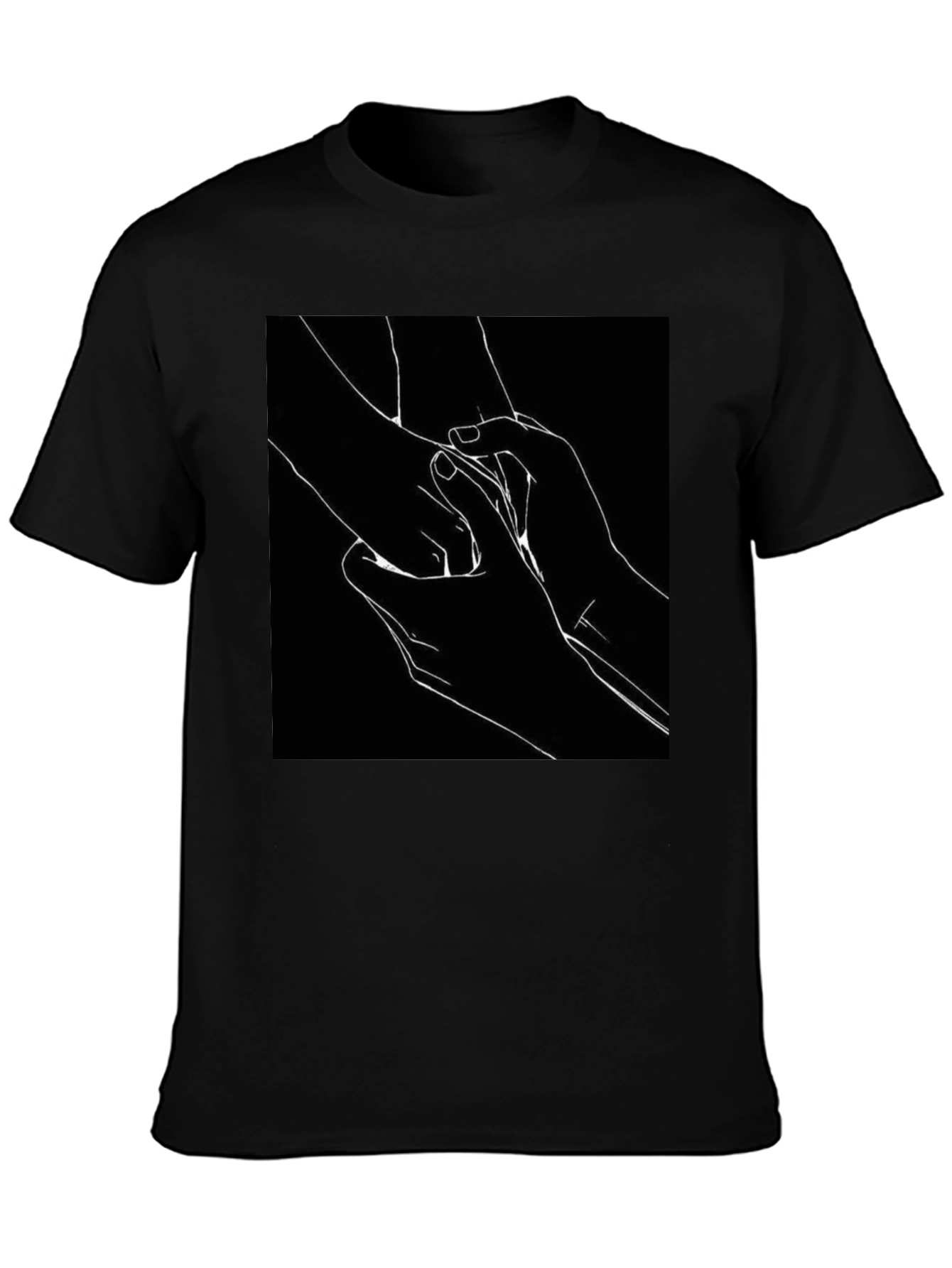 Black T-Shirt with Hands Graphic