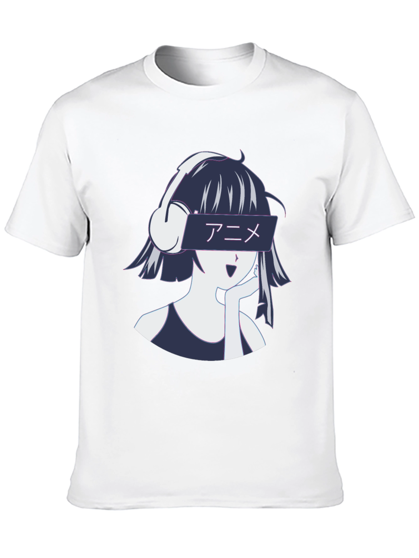 Anime Girl Headphones Graphic T-Shirt - Stylish Casual Wear