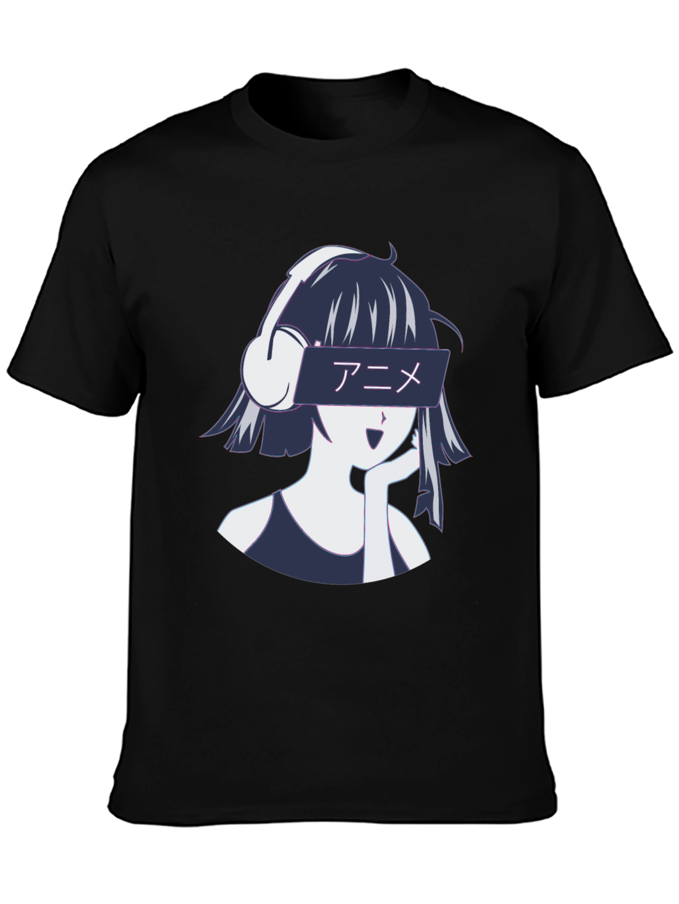 Anime Girl Headphones Graphic T-Shirt - Stylish Casual Wear
