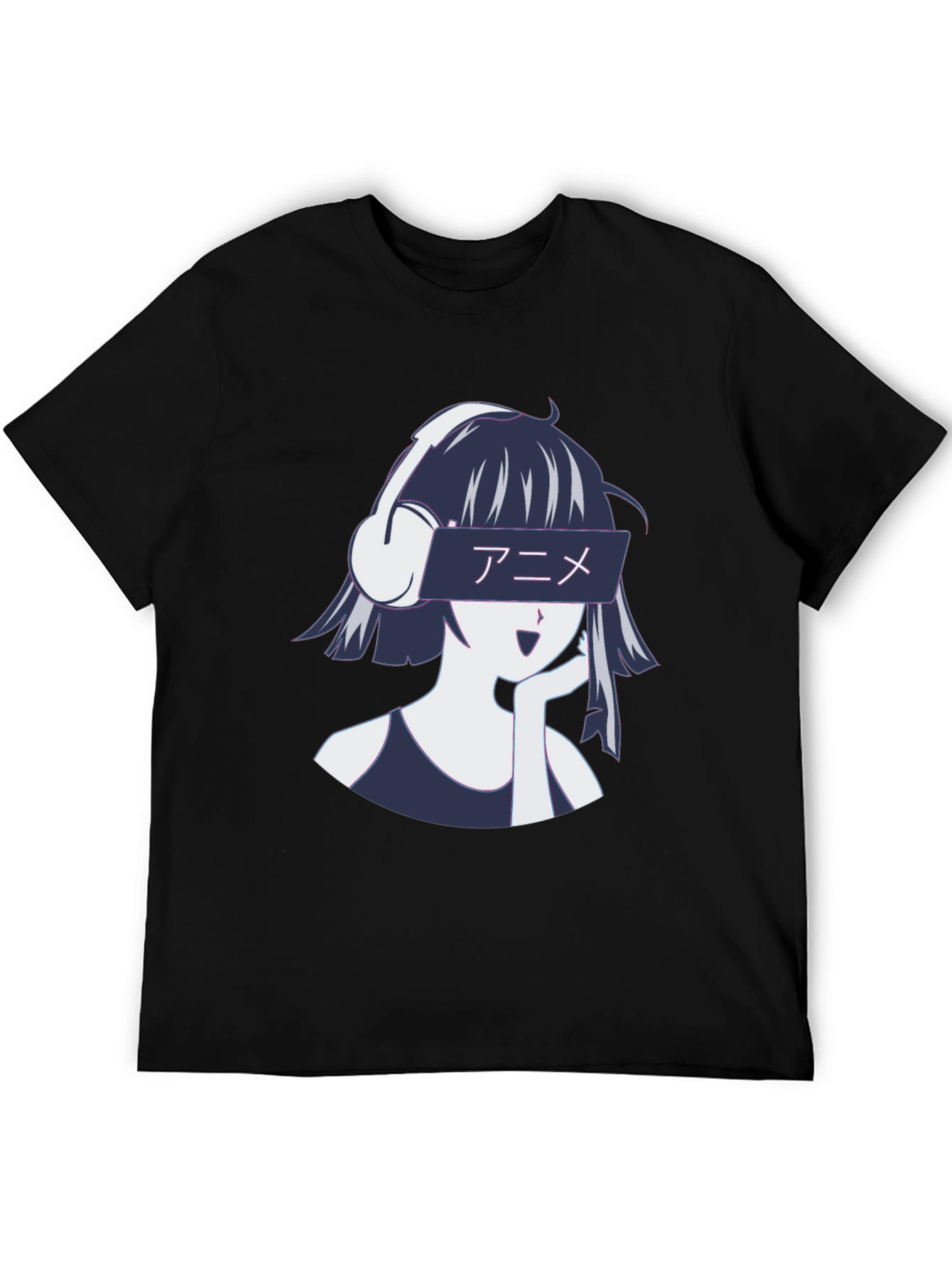 Anime Girl Headphones Graphic T-Shirt - Stylish Casual Wear