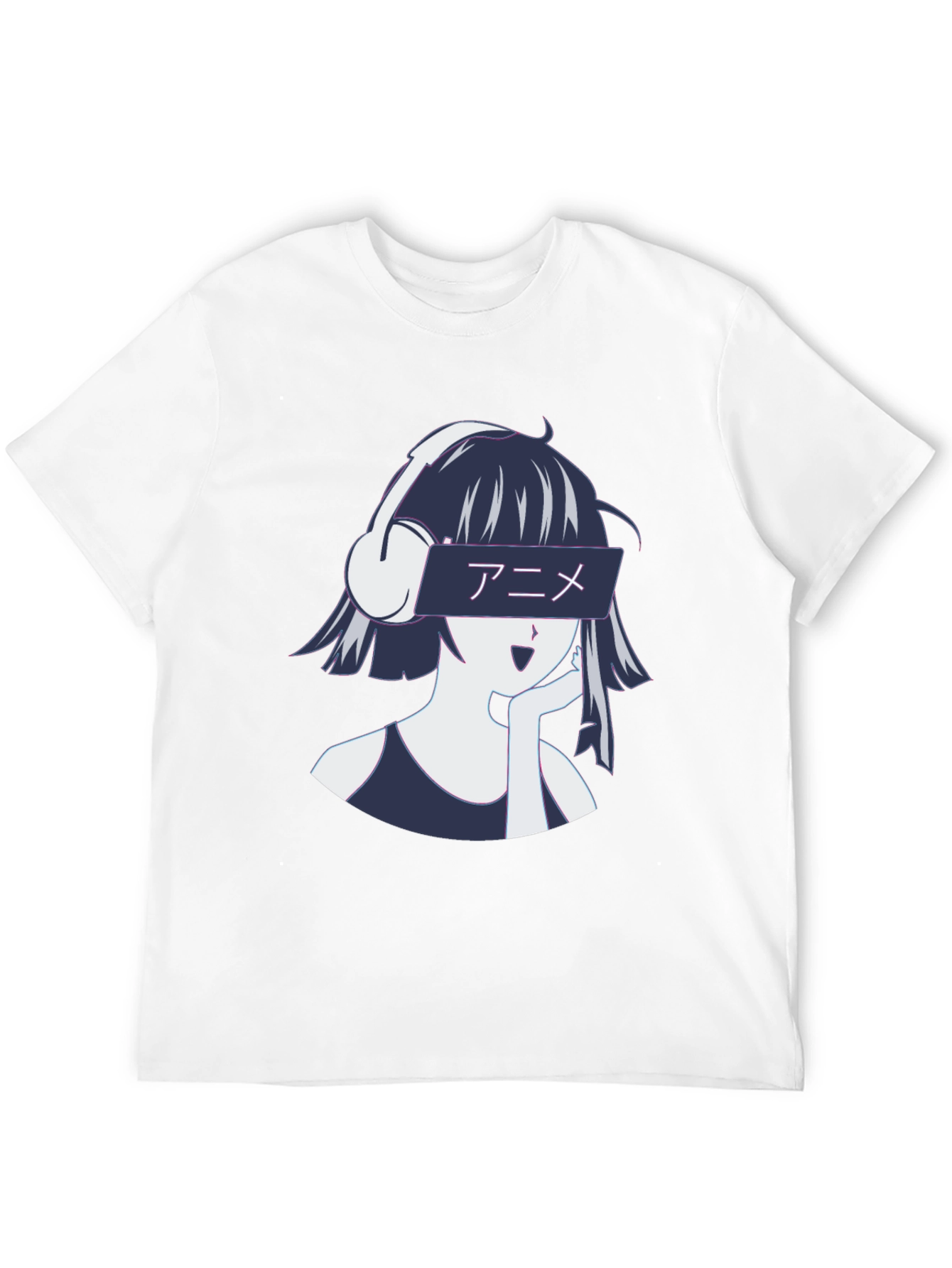 Anime Girl Headphones Graphic T-Shirt - Stylish Casual Wear