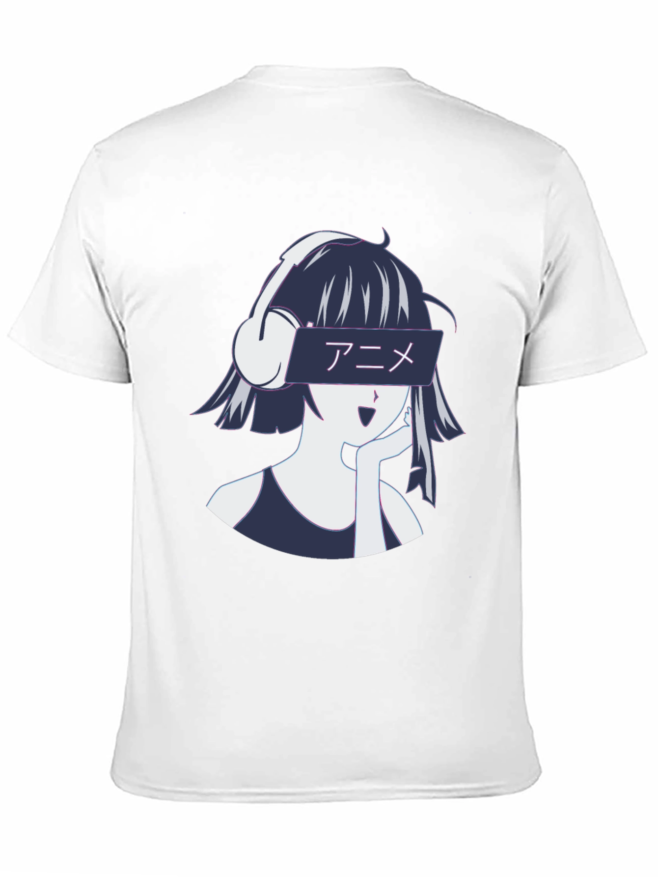 Anime Girl Headphones Graphic T-Shirt - Stylish Casual Wear