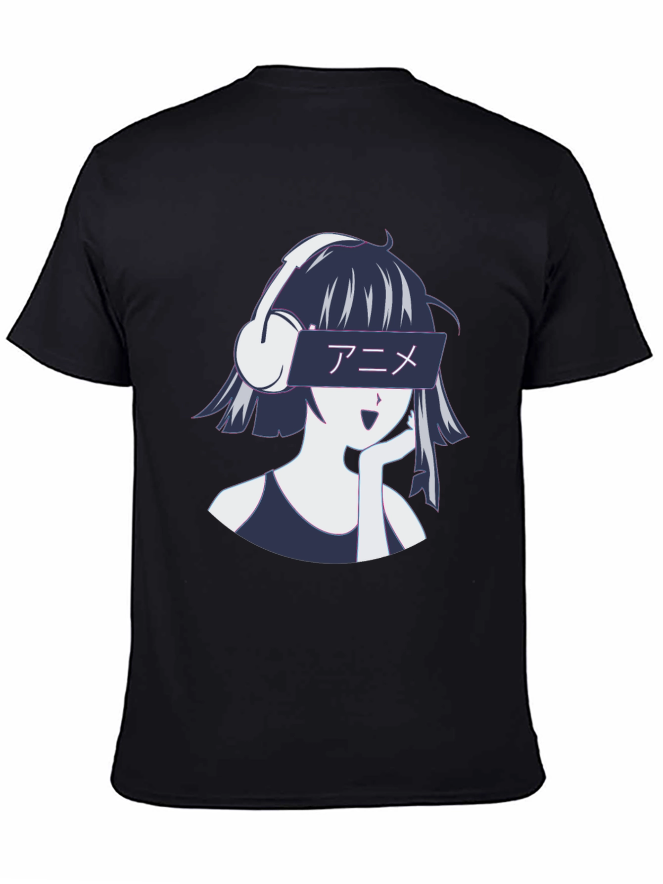 Anime Girl Headphones Graphic T-Shirt - Stylish Casual Wear