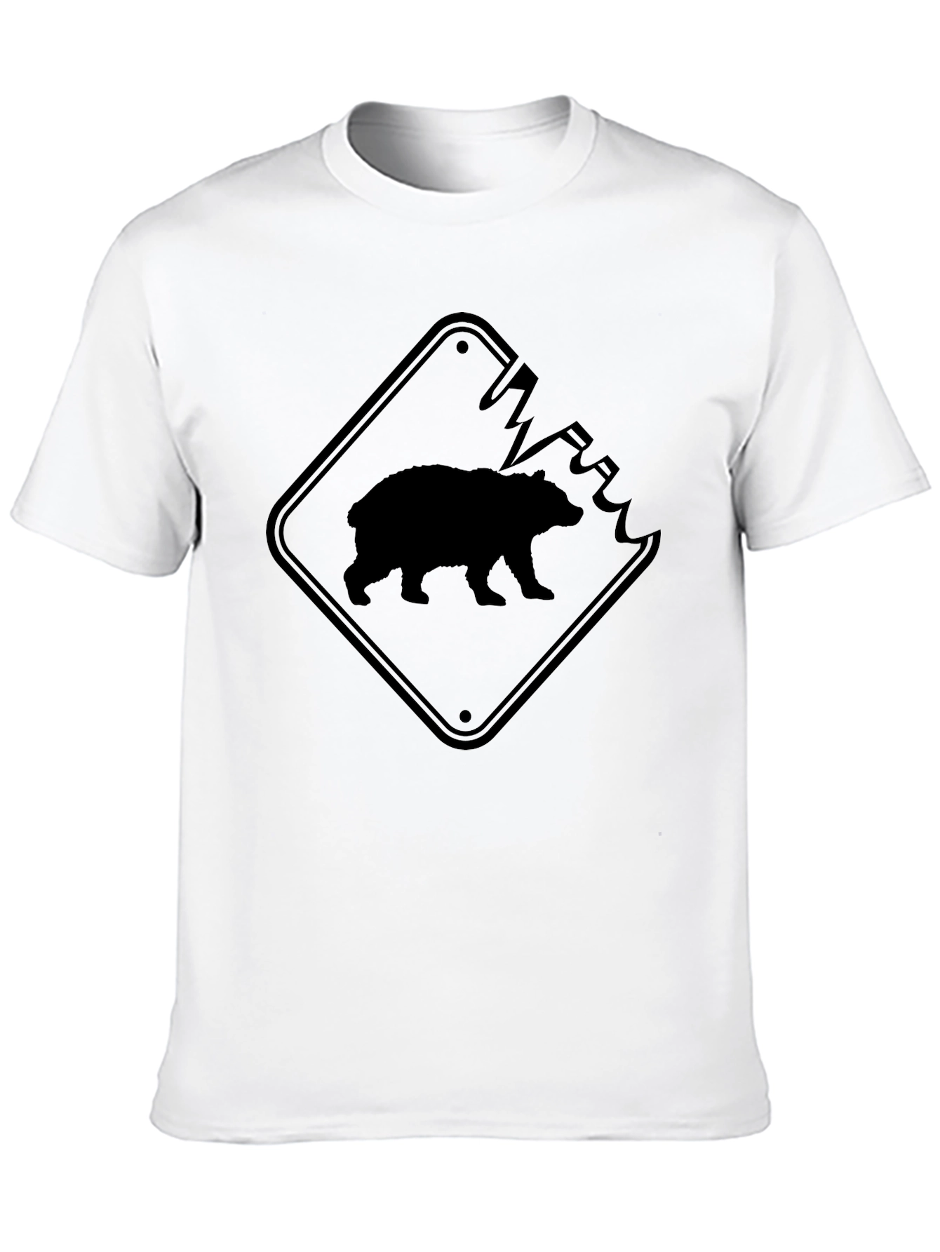 Bear Warning Sign Graphic T-Shirt