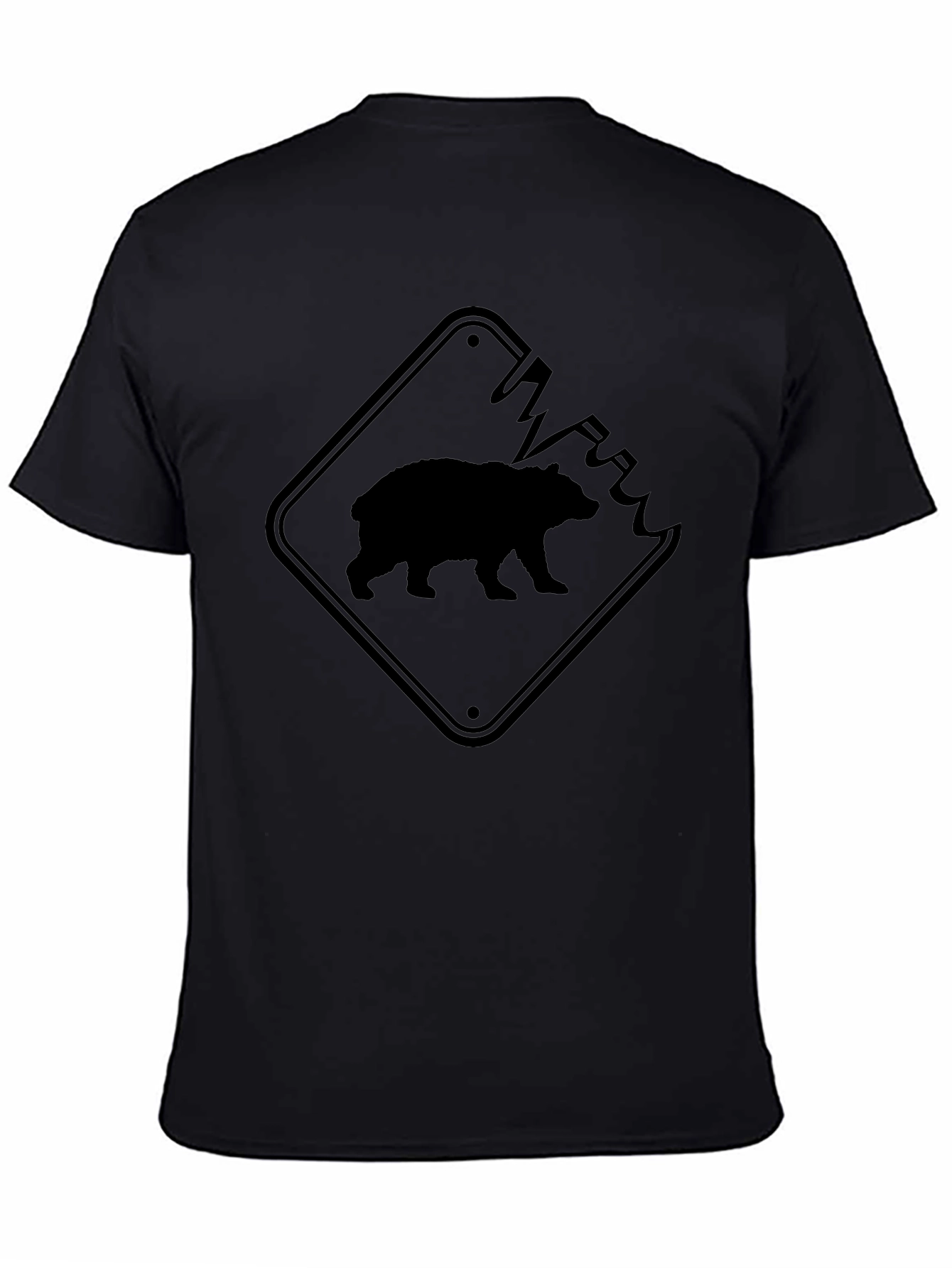 Bear Warning Sign Graphic T-Shirt