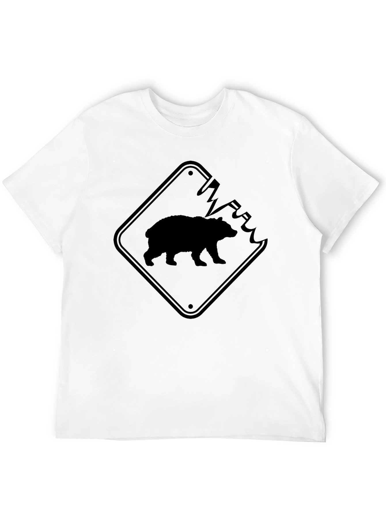 Bear Warning Sign Graphic T-Shirt