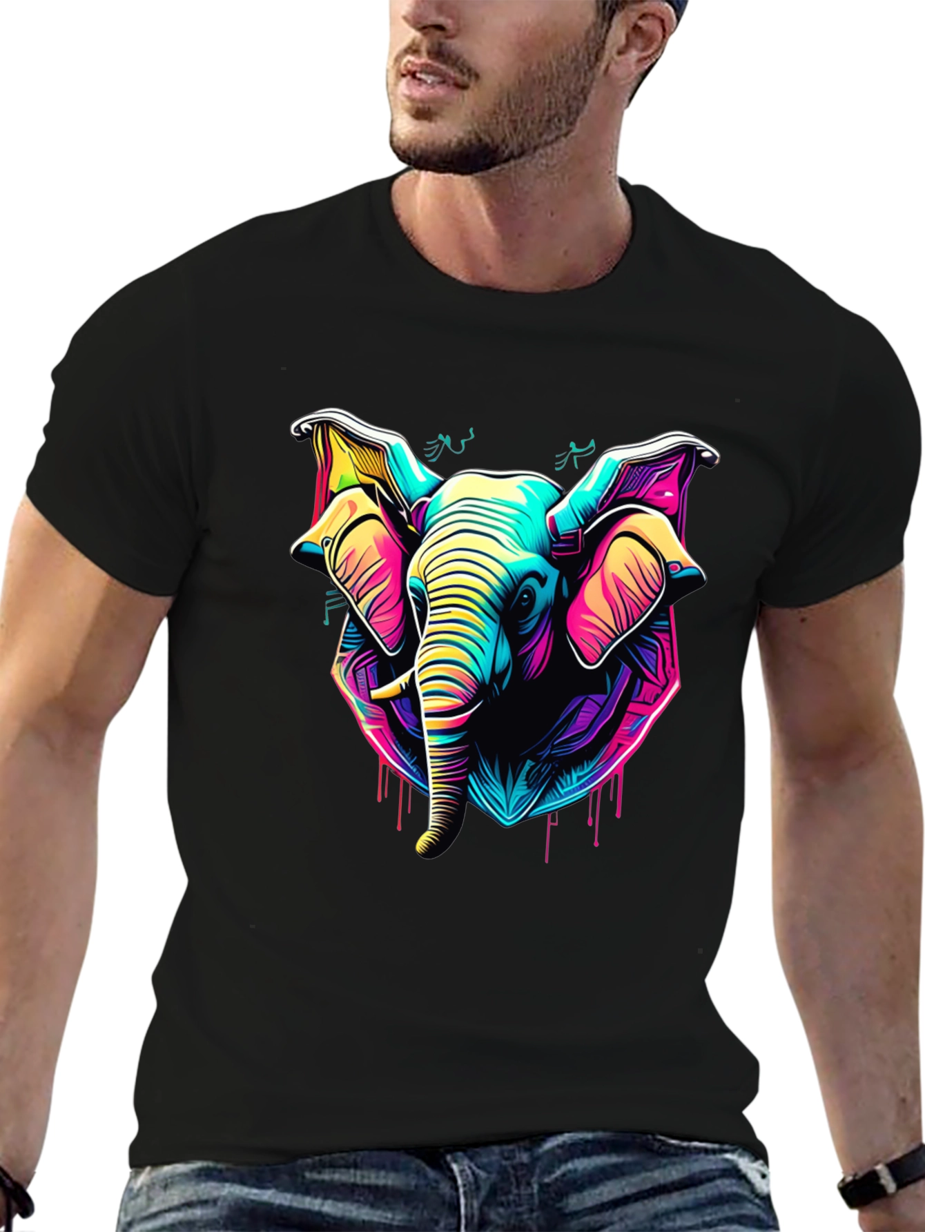 Neon Elephant Graphic Tee - Vibrant Style
