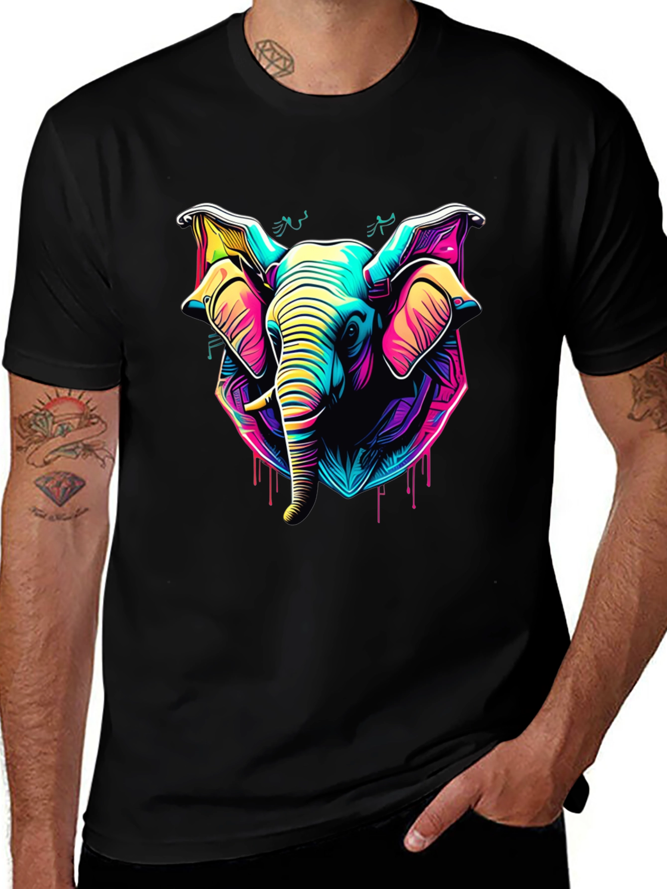 Neon Elephant Graphic Tee - Vibrant Style