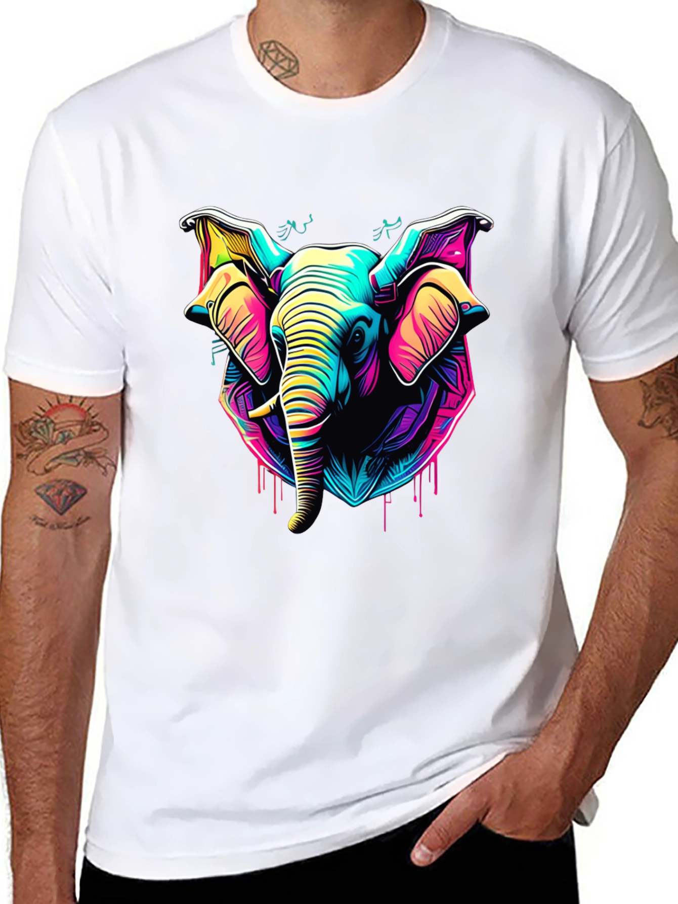 Neon Elephant Graphic Tee - Vibrant Style