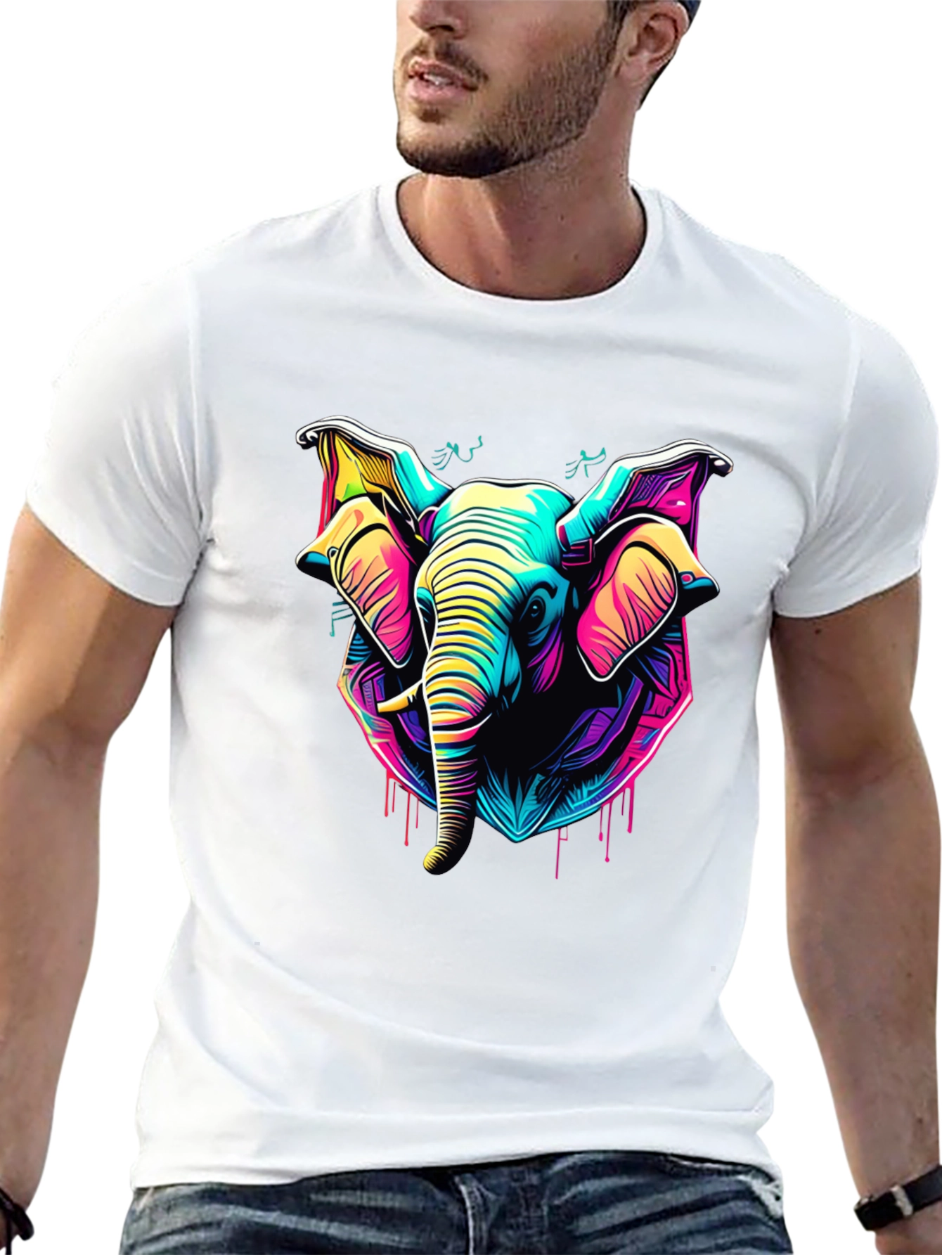 Neon Elephant Graphic Tee - Vibrant Style