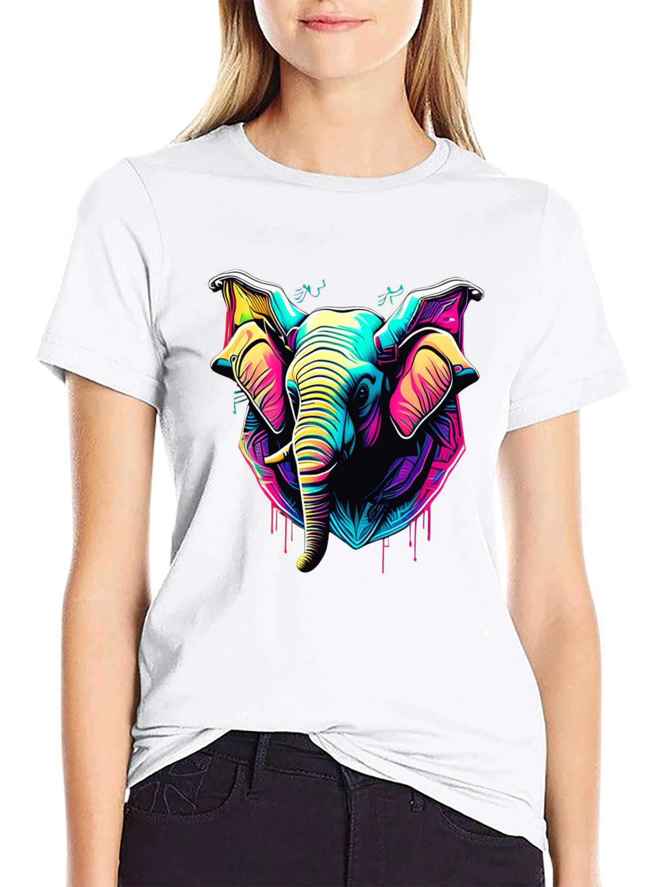 Neon Elephant Graphic Tee - Vibrant Style