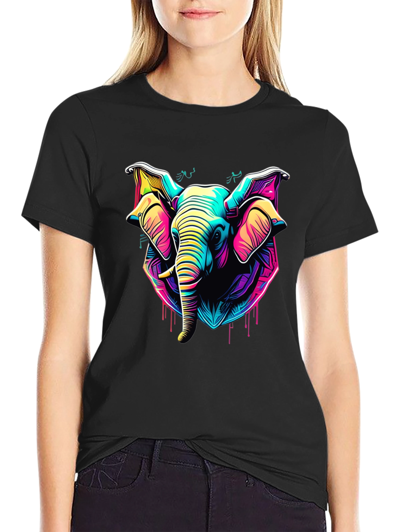 Neon Elephant Graphic Tee - Vibrant Style