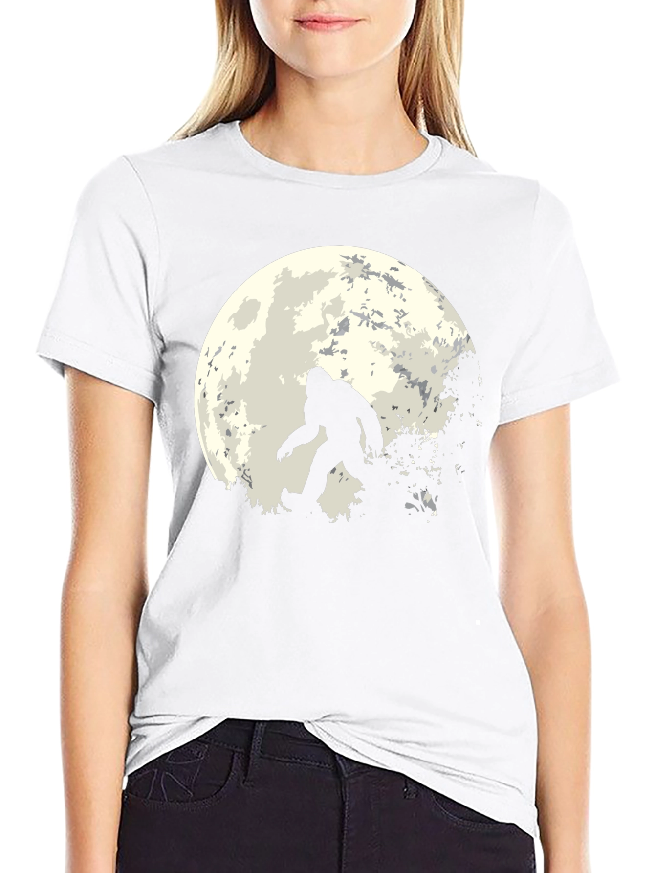 Bigfoot Moon Mens T-Shirt - Black
