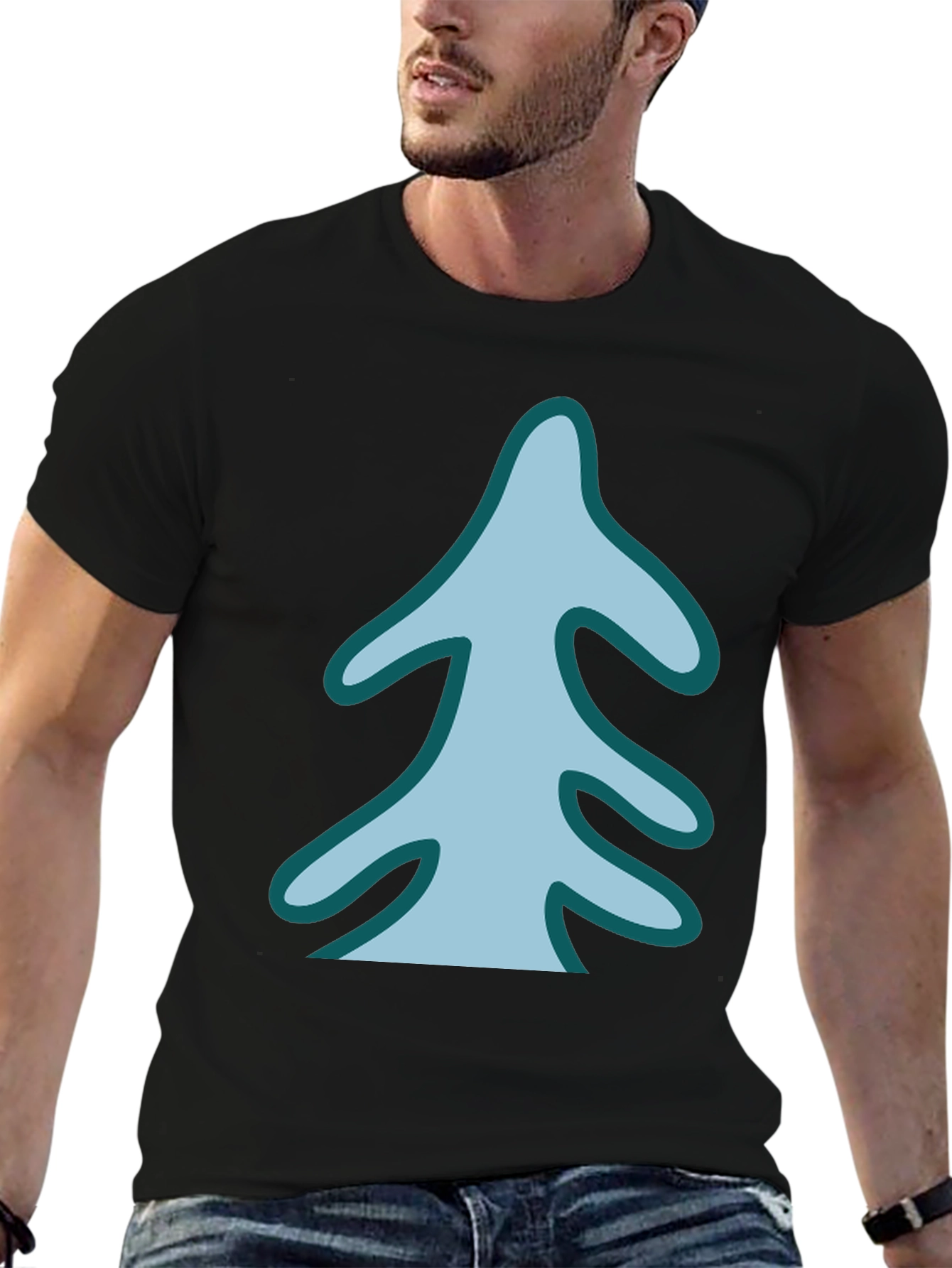 Stylized Tree Graphic Tee - Black