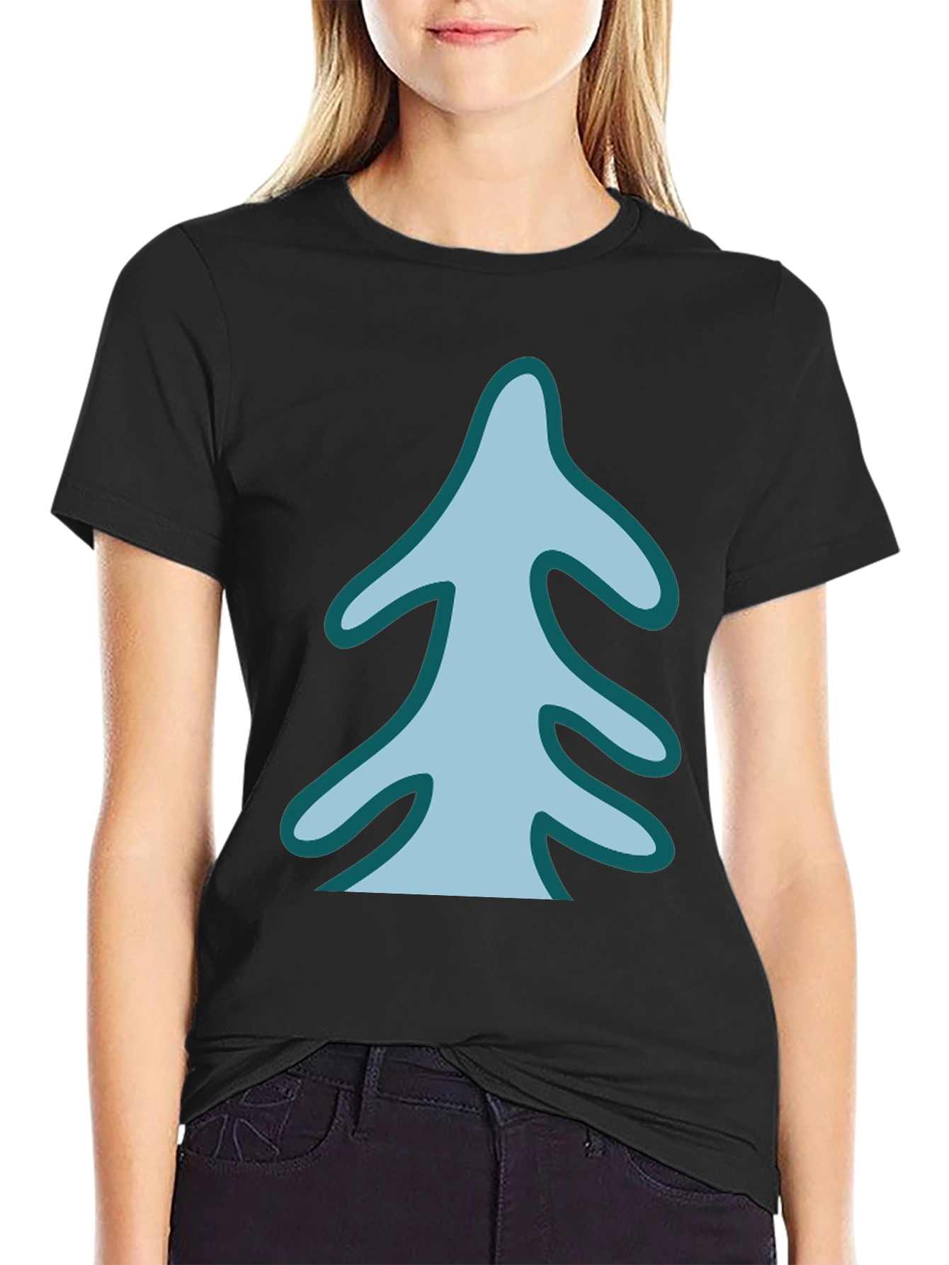 Stylized Tree Graphic Tee - Black