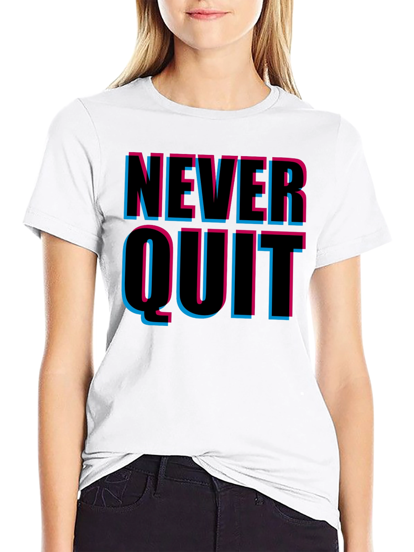 Never Quit Graphic Print T-Shirt