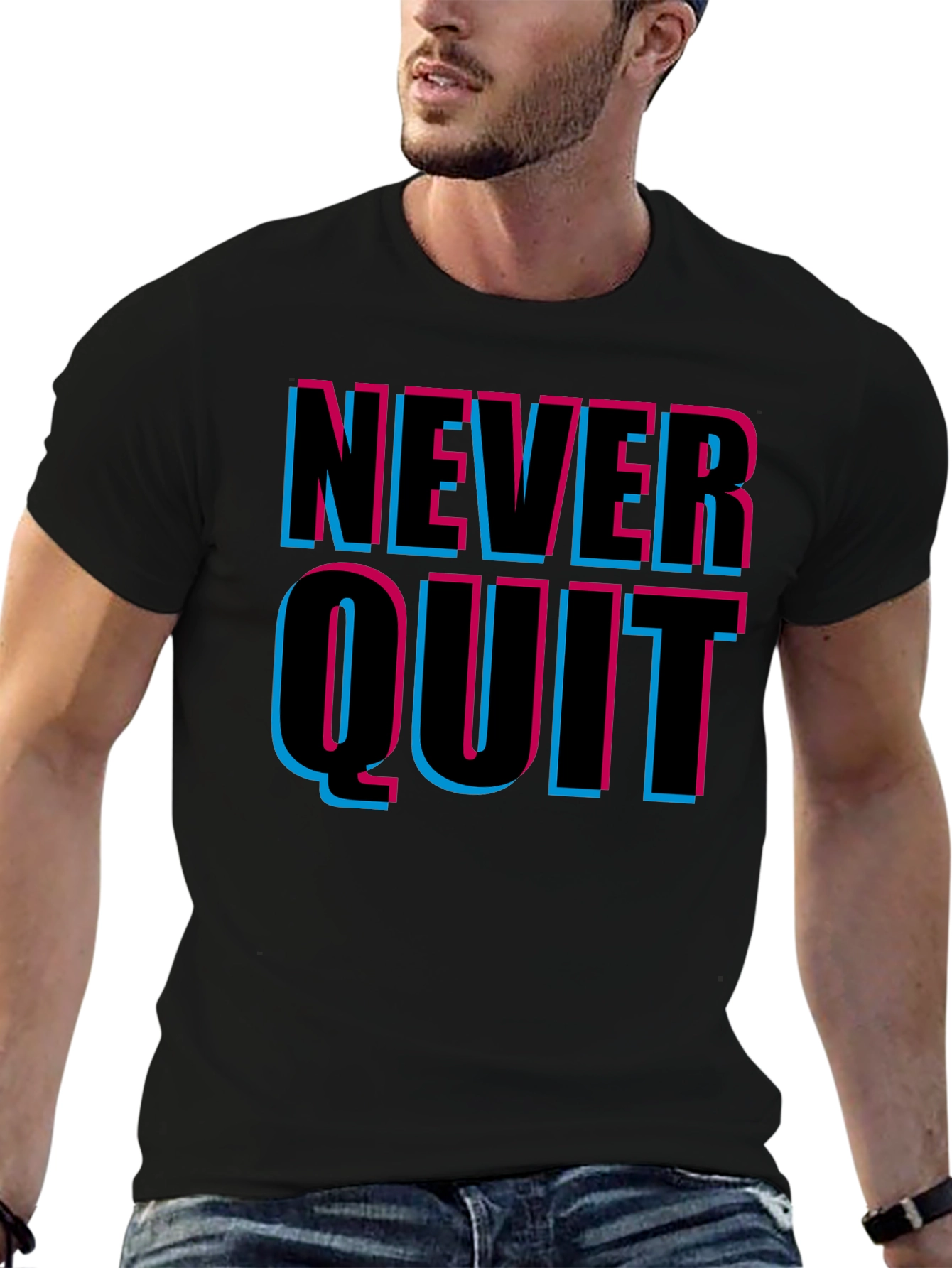 Never Quit Graphic Print T-Shirt