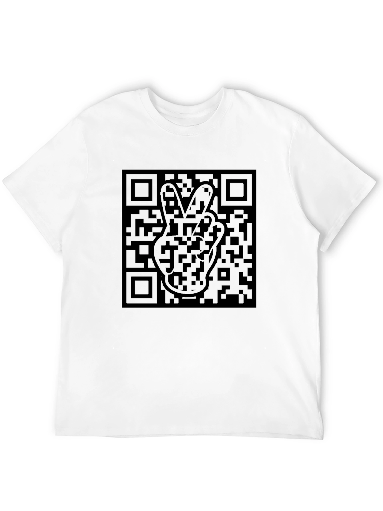 Peace Sign QR Code Black T-Shirt