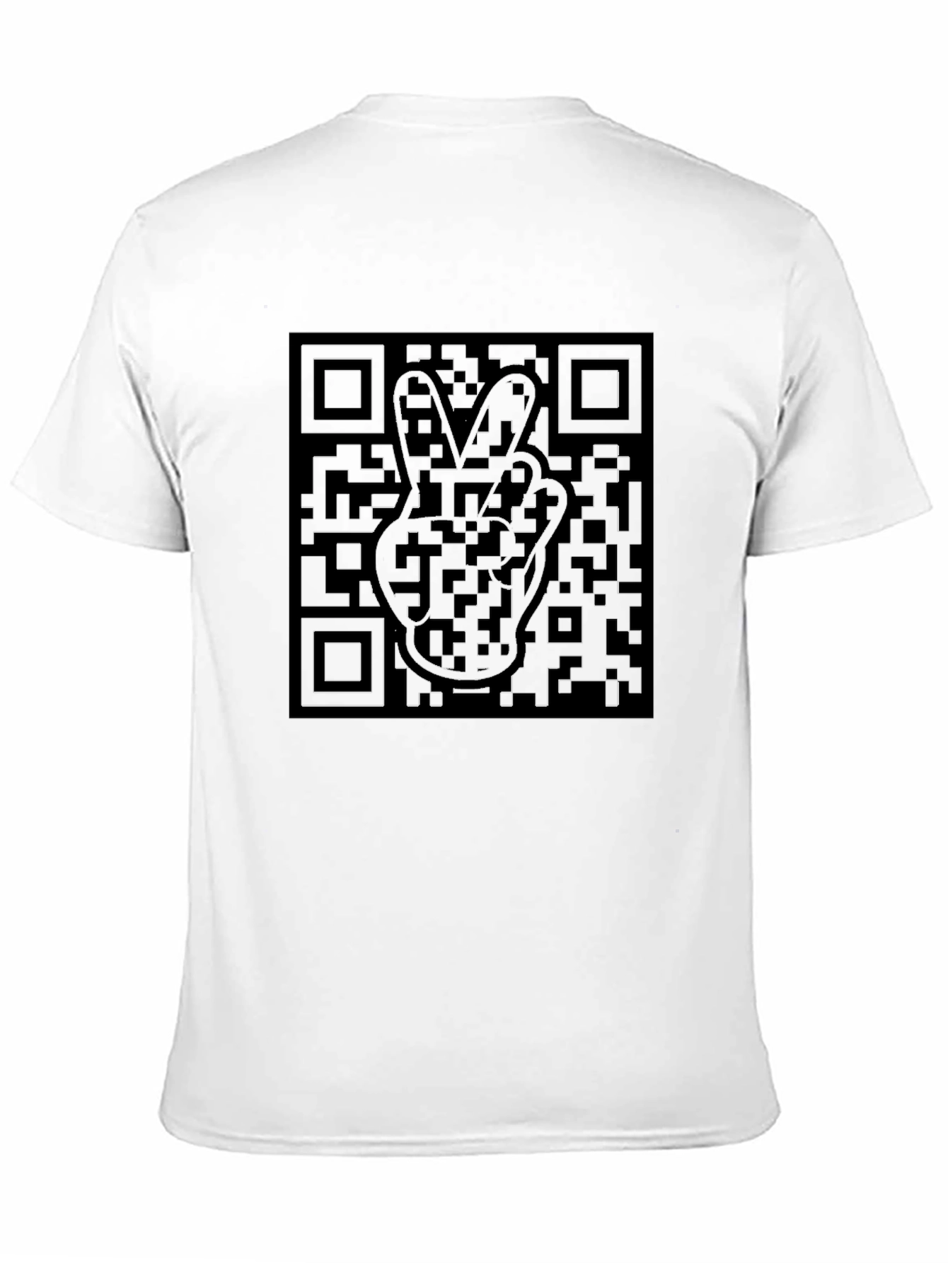 Peace Sign QR Code Black T-Shirt