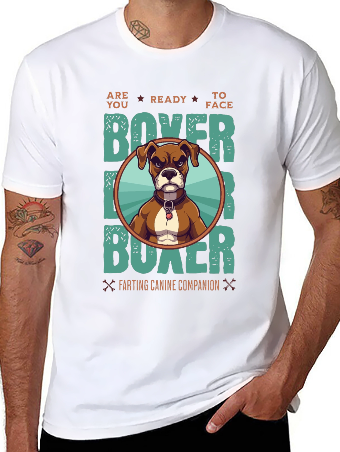 Boxer Dog Graphic T-Shirt - Farting Canine Companion