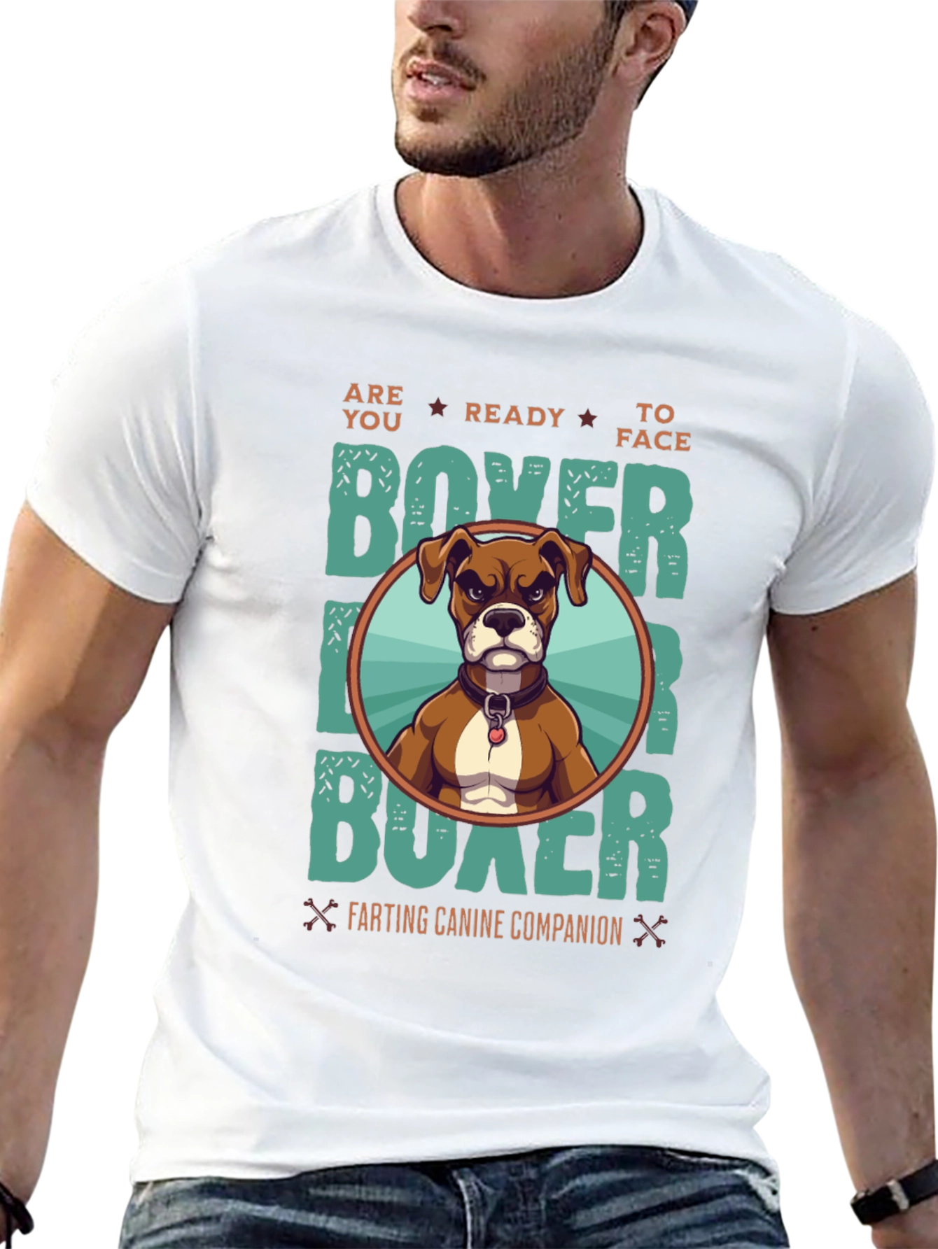 Boxer Dog Graphic T-Shirt - Farting Canine Companion