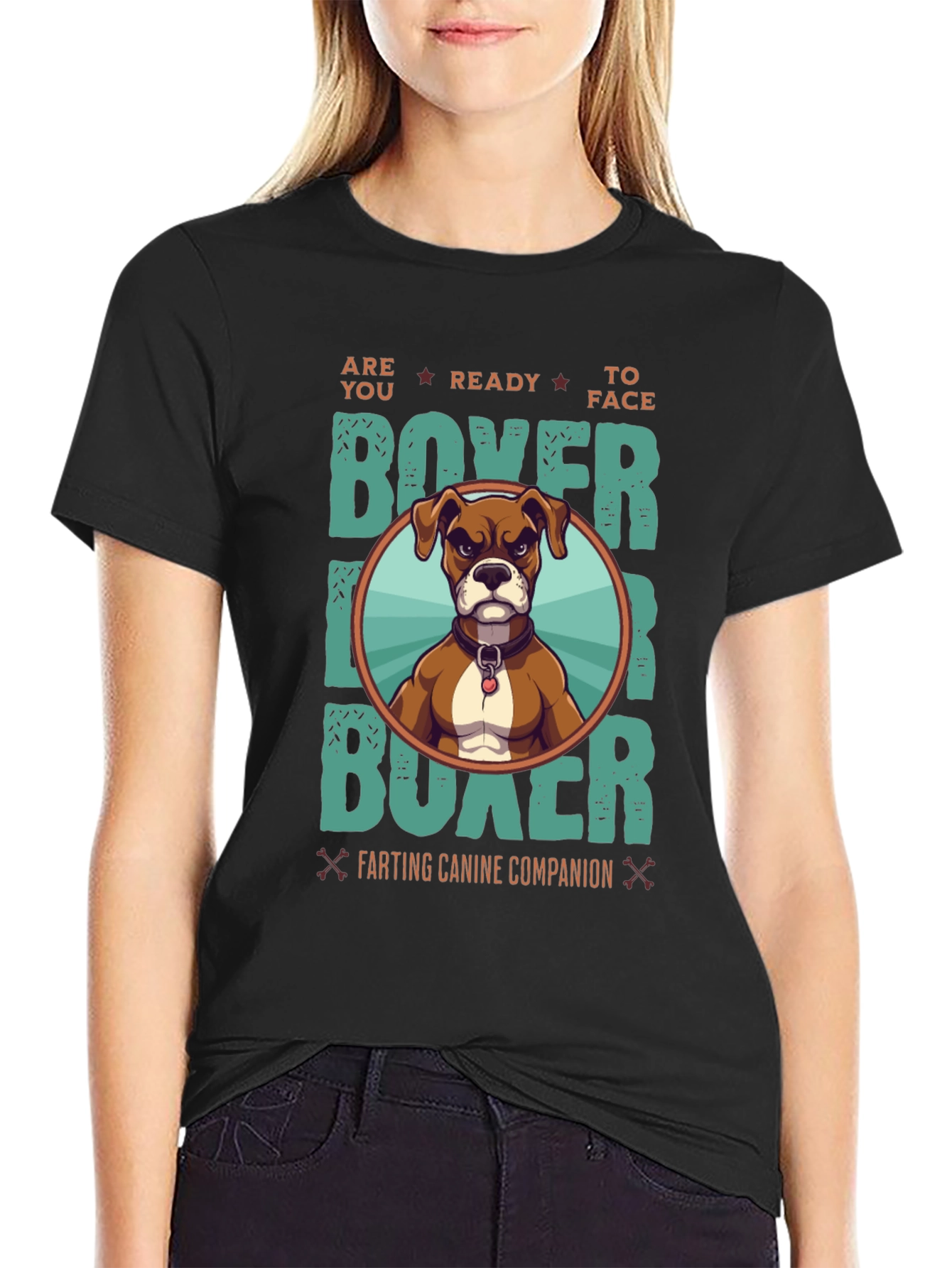 Boxer Dog Graphic T-Shirt - Farting Canine Companion