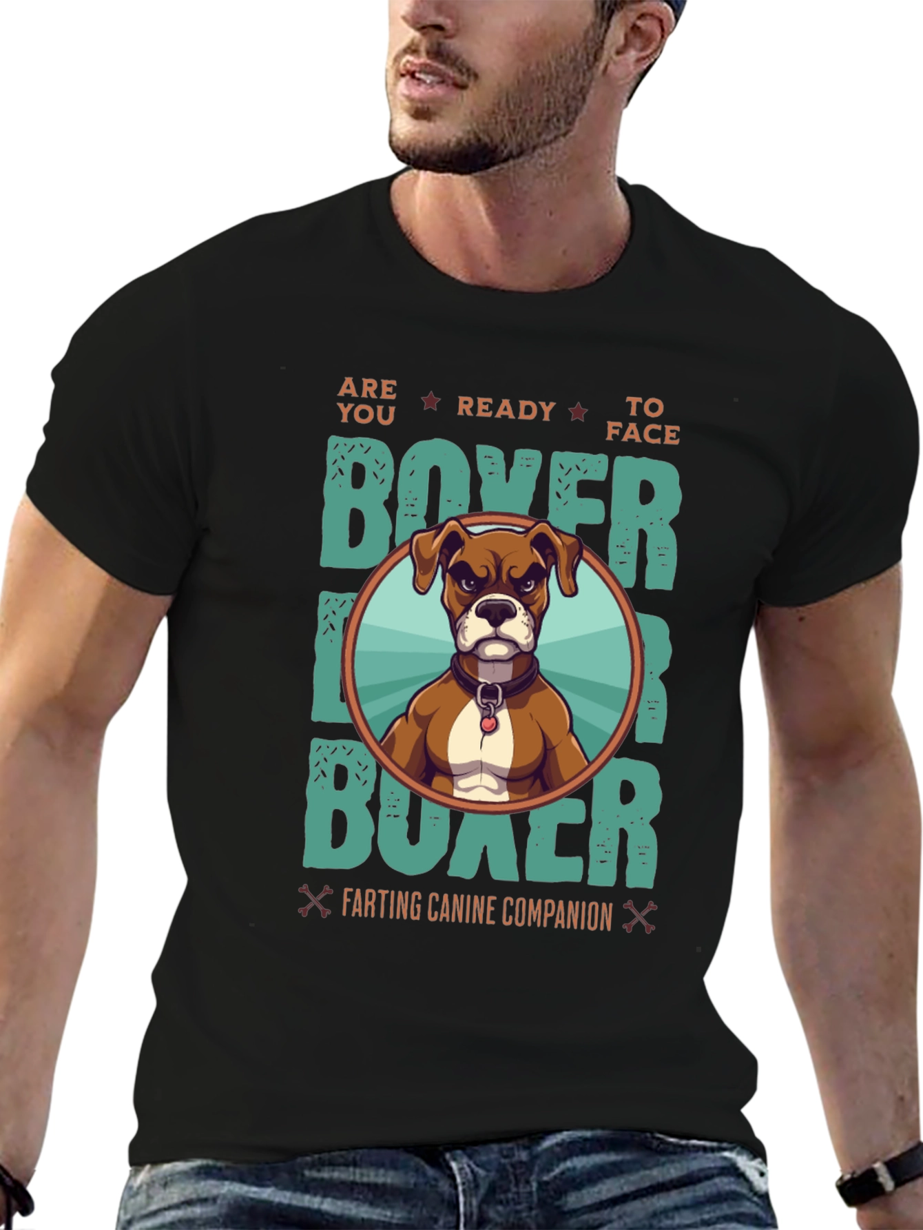 Boxer Dog Graphic T-Shirt - Farting Canine Companion