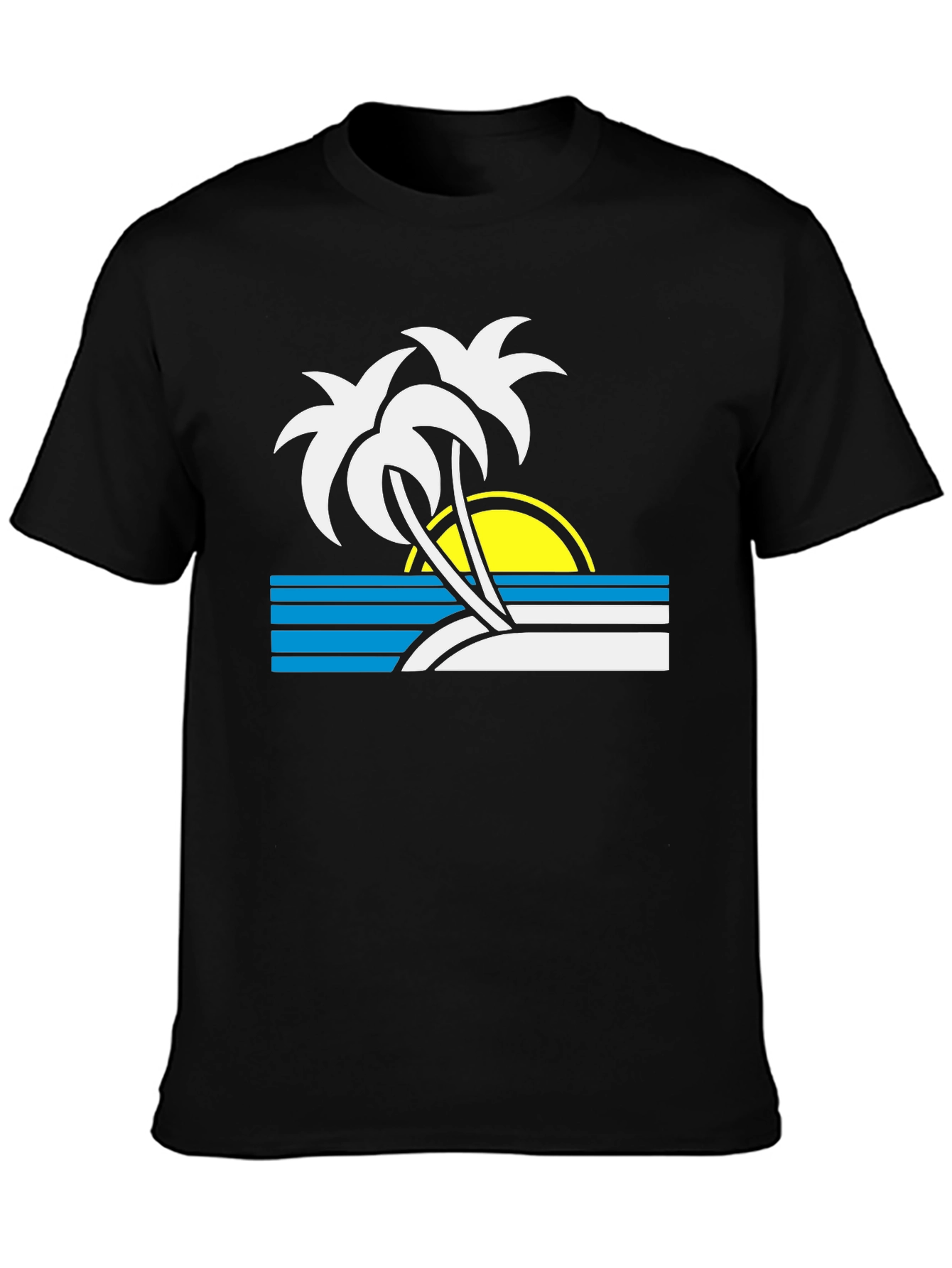 Retro Sunset Palm Tree T-Shirt - Black