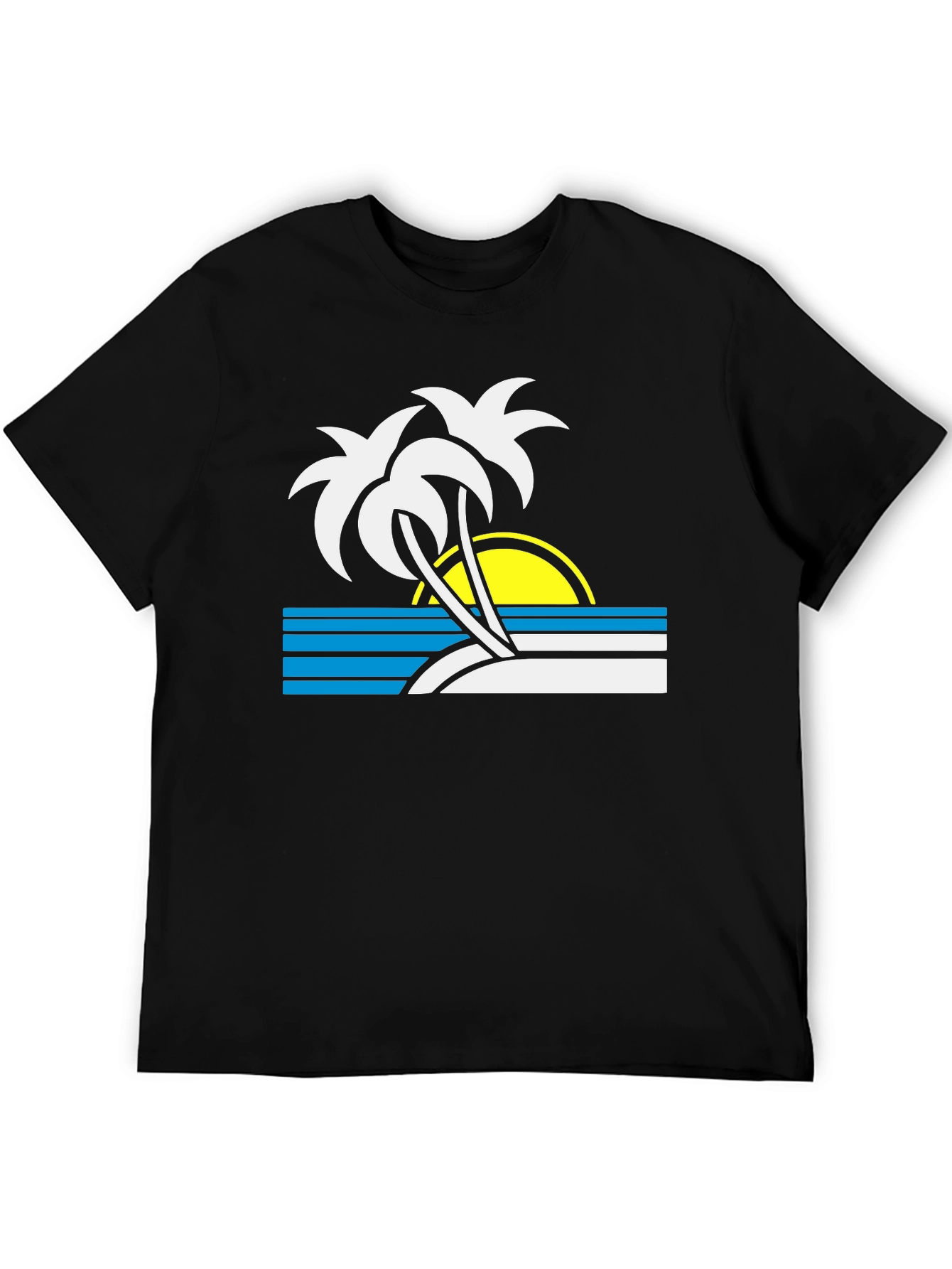 Retro Sunset Palm Tree T-Shirt - Black
