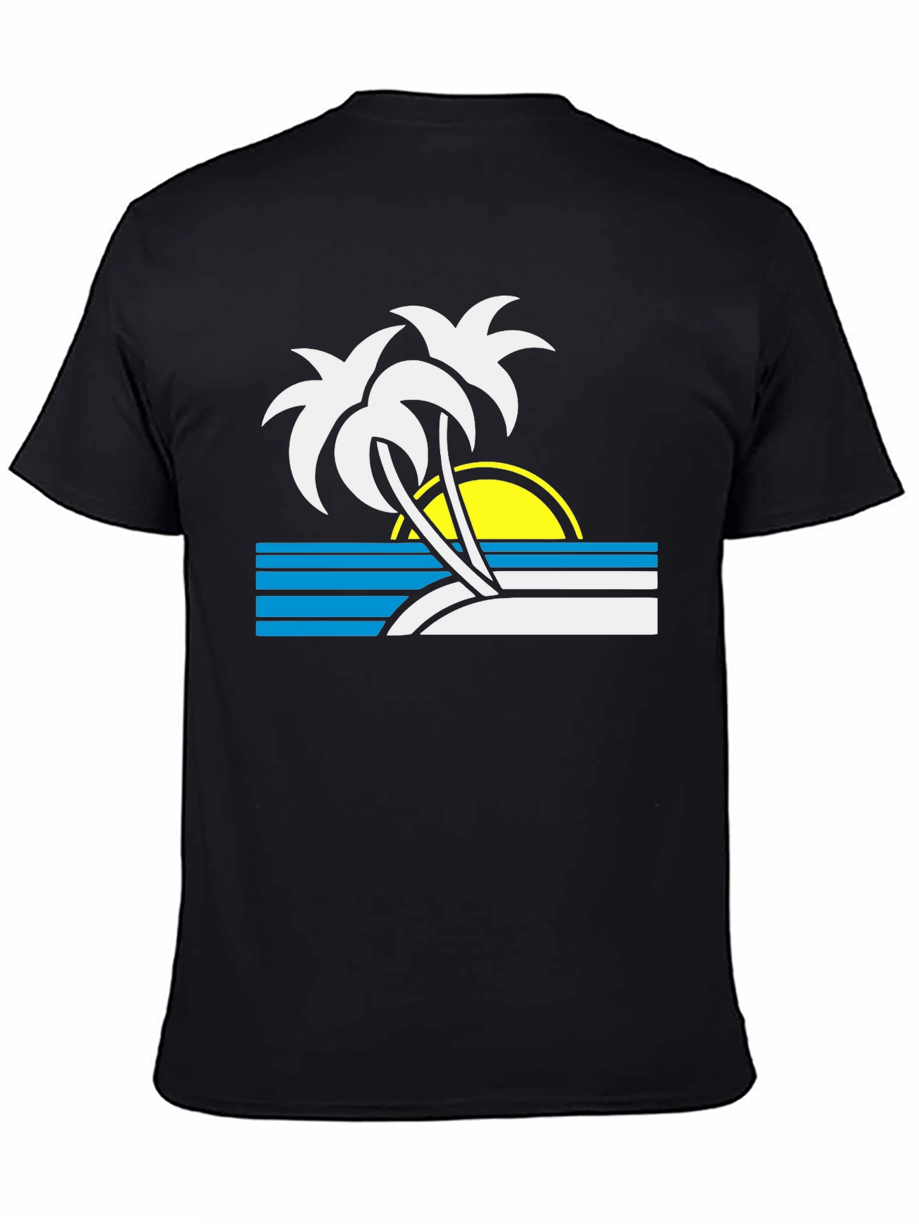 Retro Sunset Palm Tree T-Shirt - Black