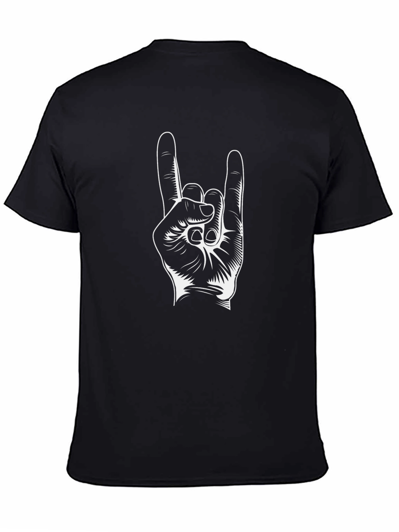 Rock On Hand Graphic Tee - Black Cotton T-Shirt