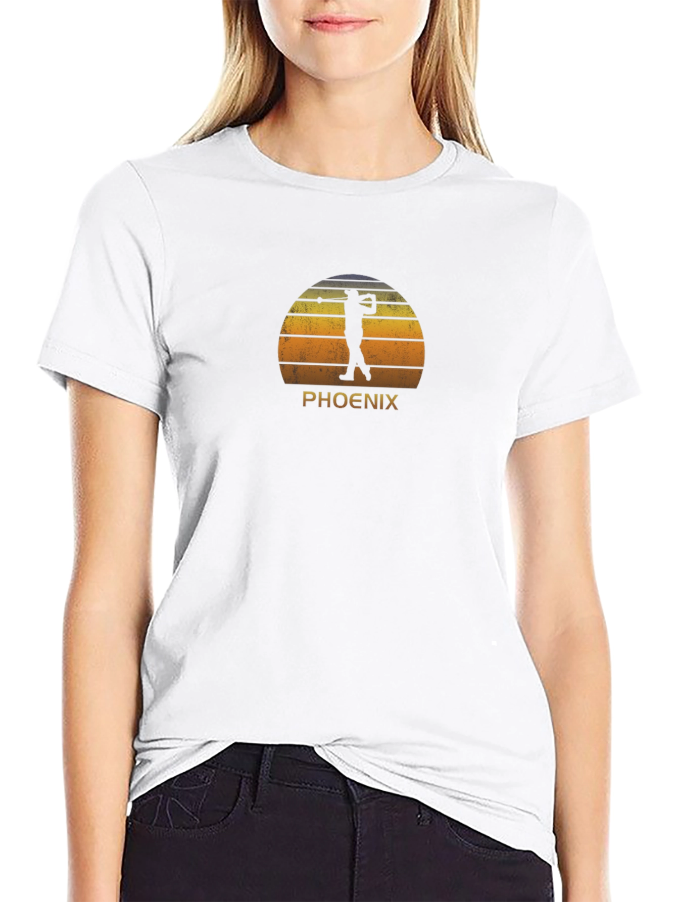 Phoenix Golfer Retro Sunset Graphic T-Shirt