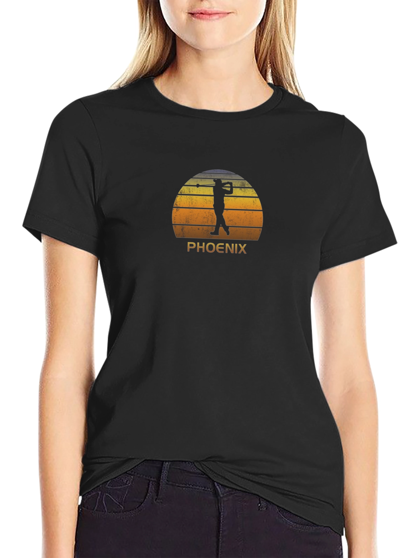 Phoenix Golfer Retro Sunset Graphic T-Shirt