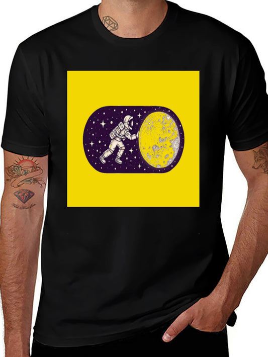 Astronaut Moon Graphic Black T-Shirt