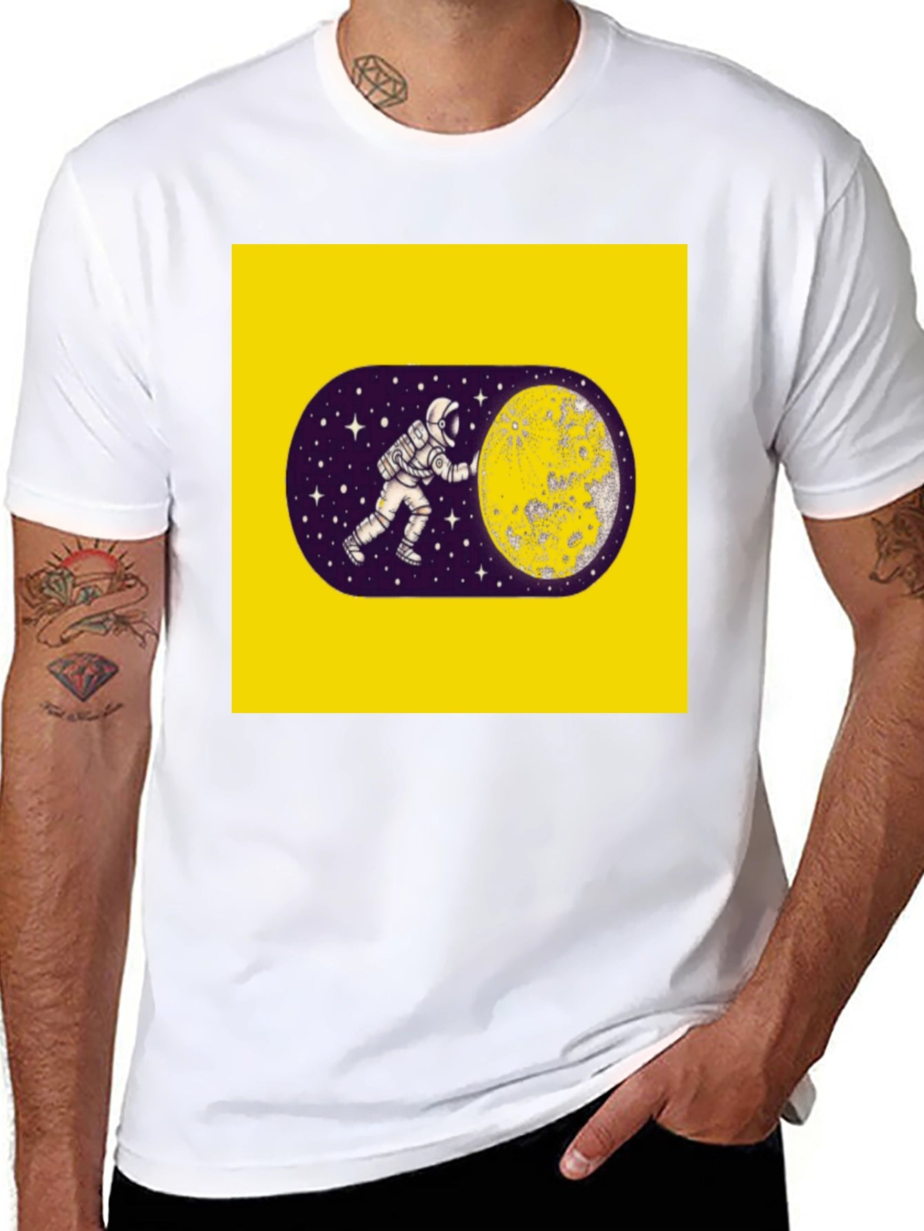 Astronaut Moon Graphic Black T-Shirt