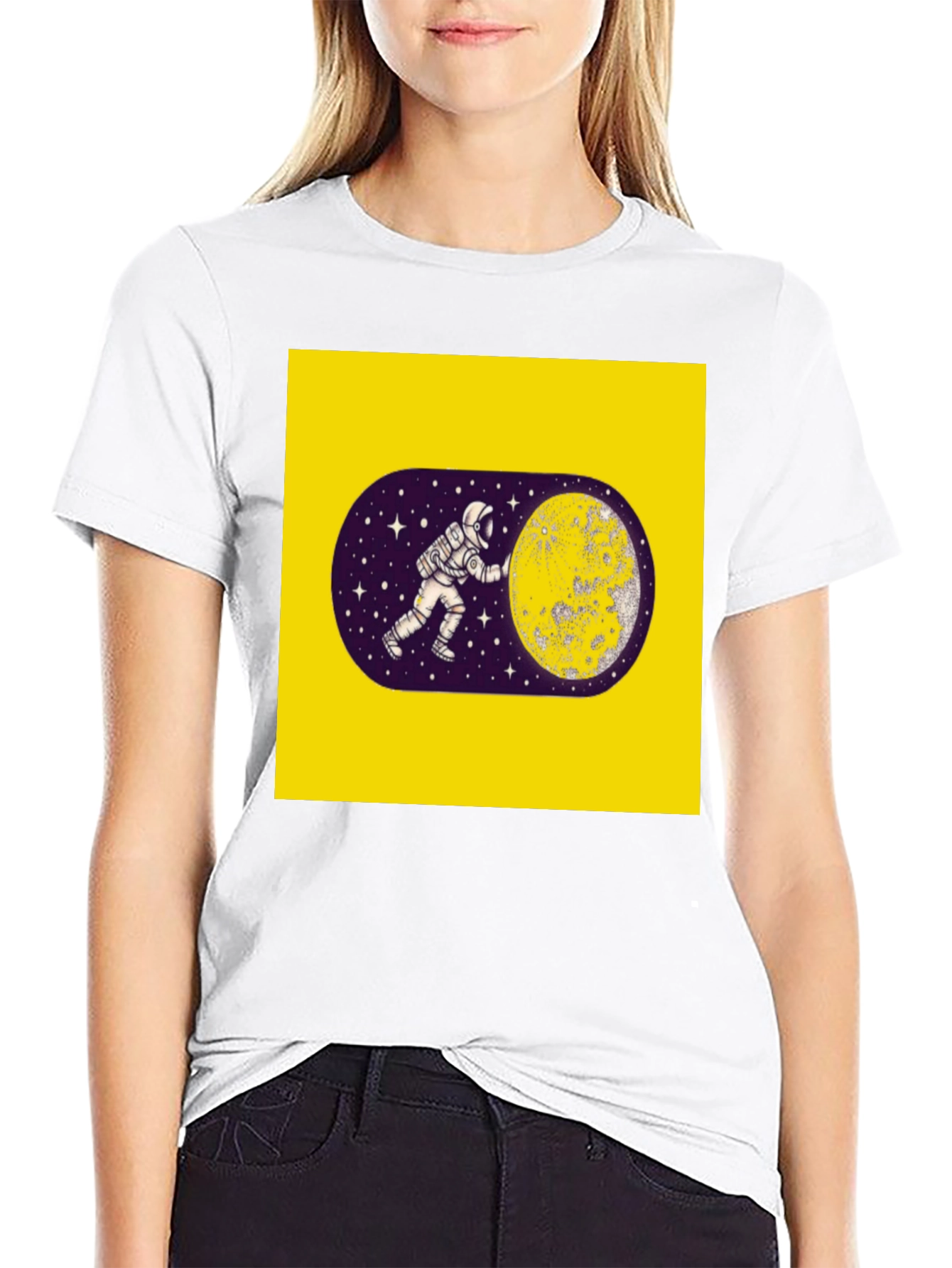 Astronaut Moon Graphic Black T-Shirt