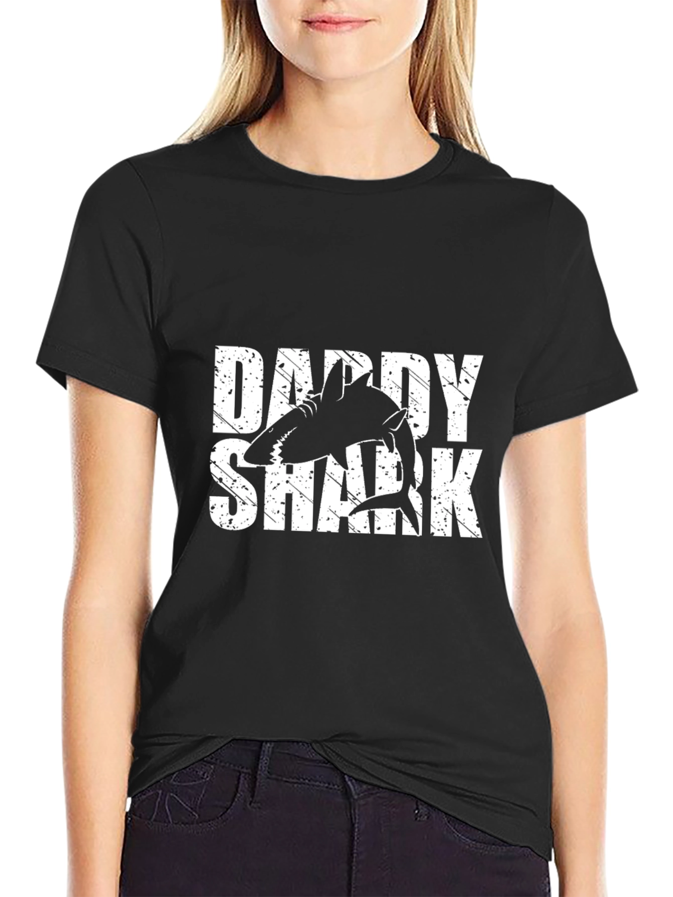 Daddy Shark Graphic Tee - Black Cotton T-Shirt